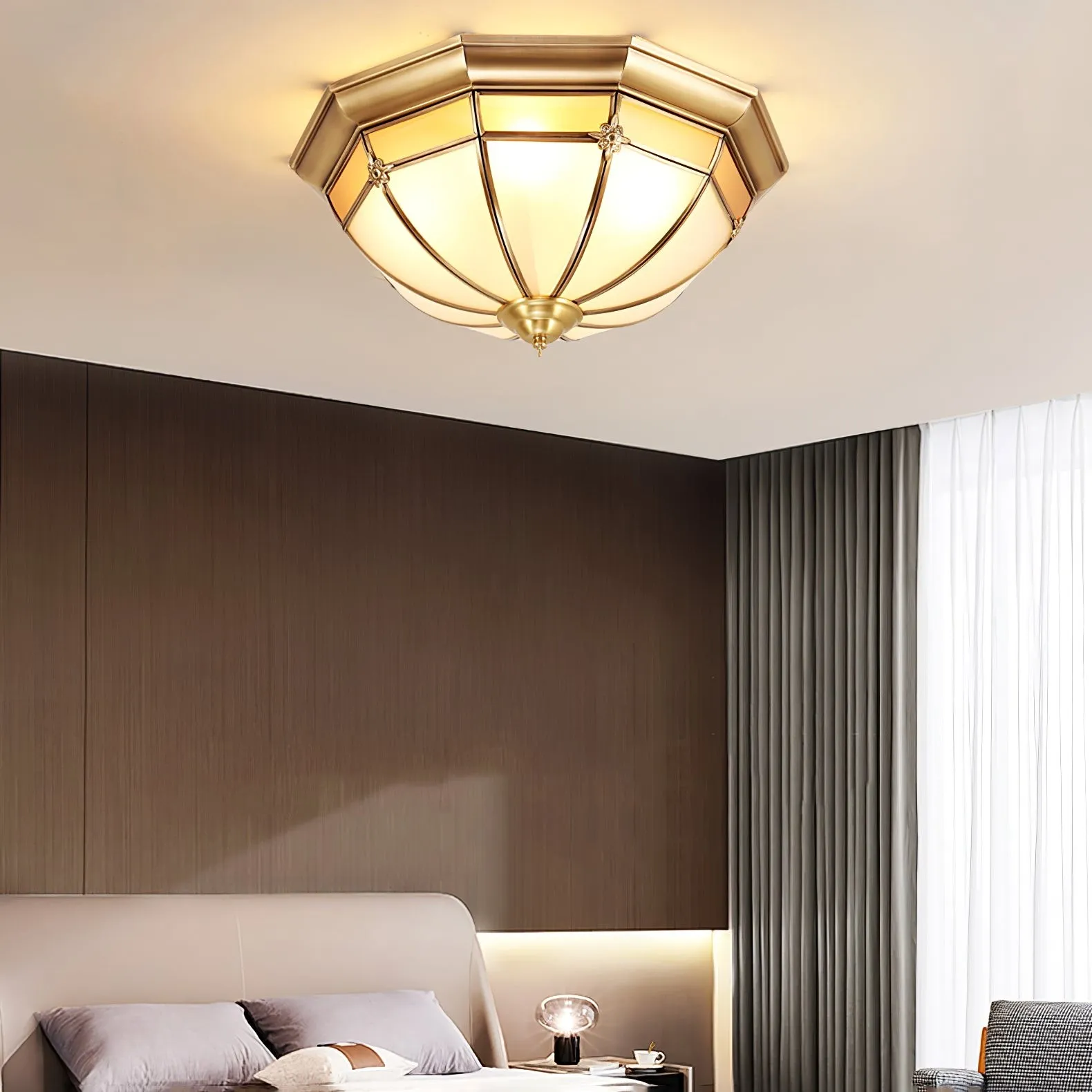 Dome Brass Flush Ceiling Lamp M563