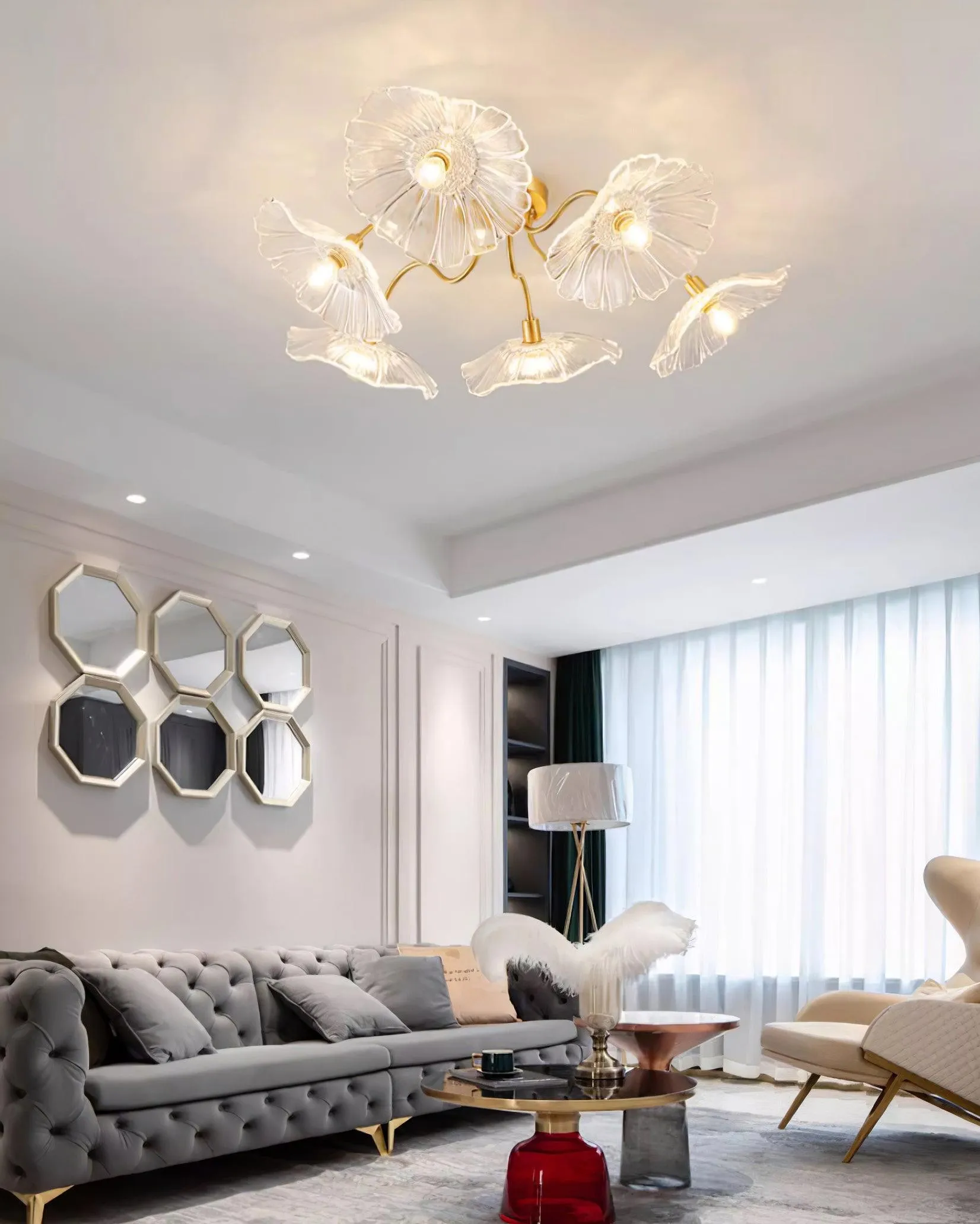Murano Glass Flowers Ceiling Light P049
