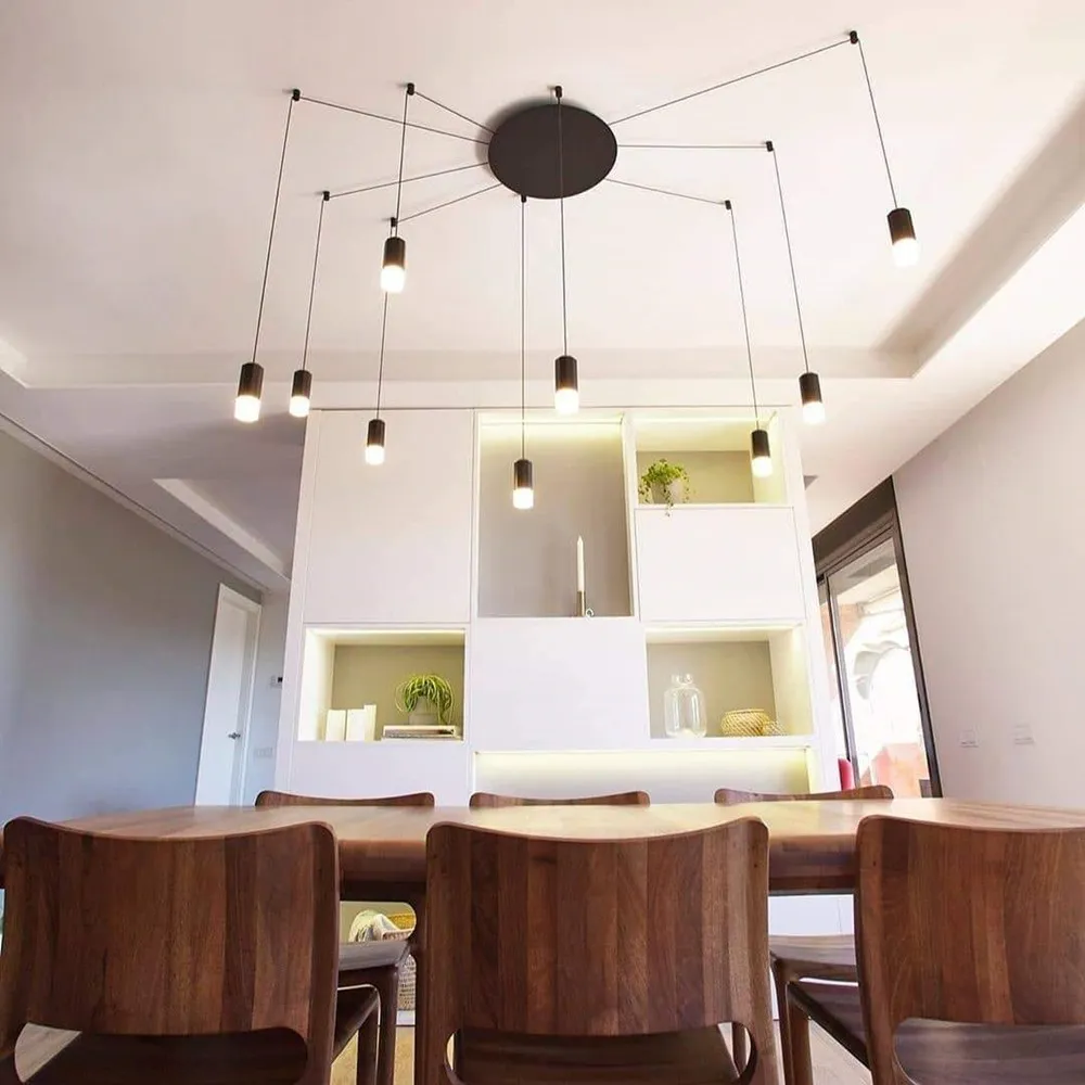 Industrial Black Wireflow Free Form LED Pendant Light