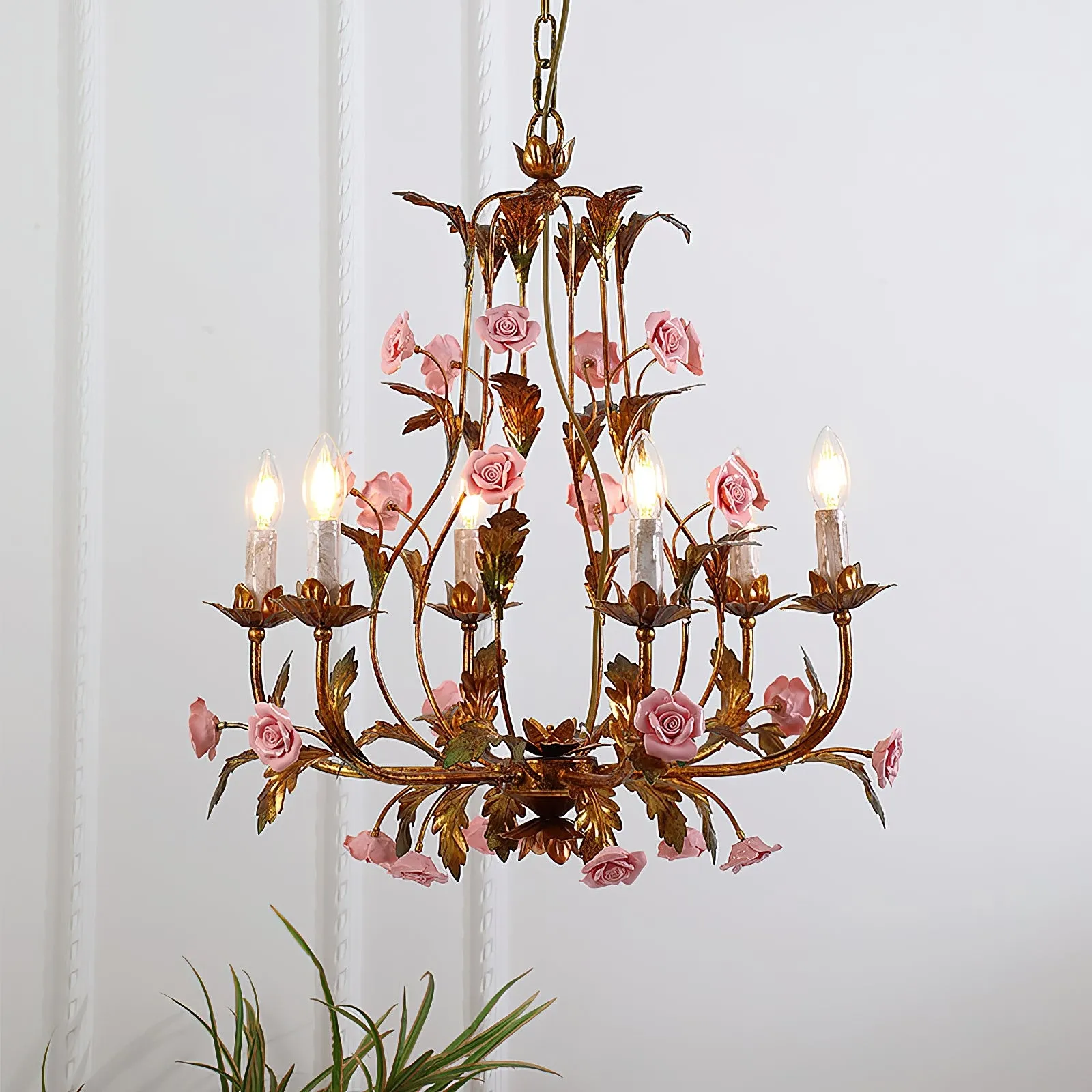 Ceramic Rose Chandelier D673