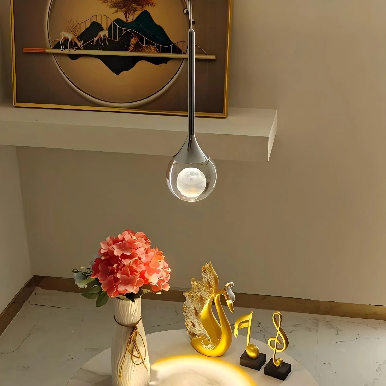 Moon Round Clear Glass Pendant Light S182