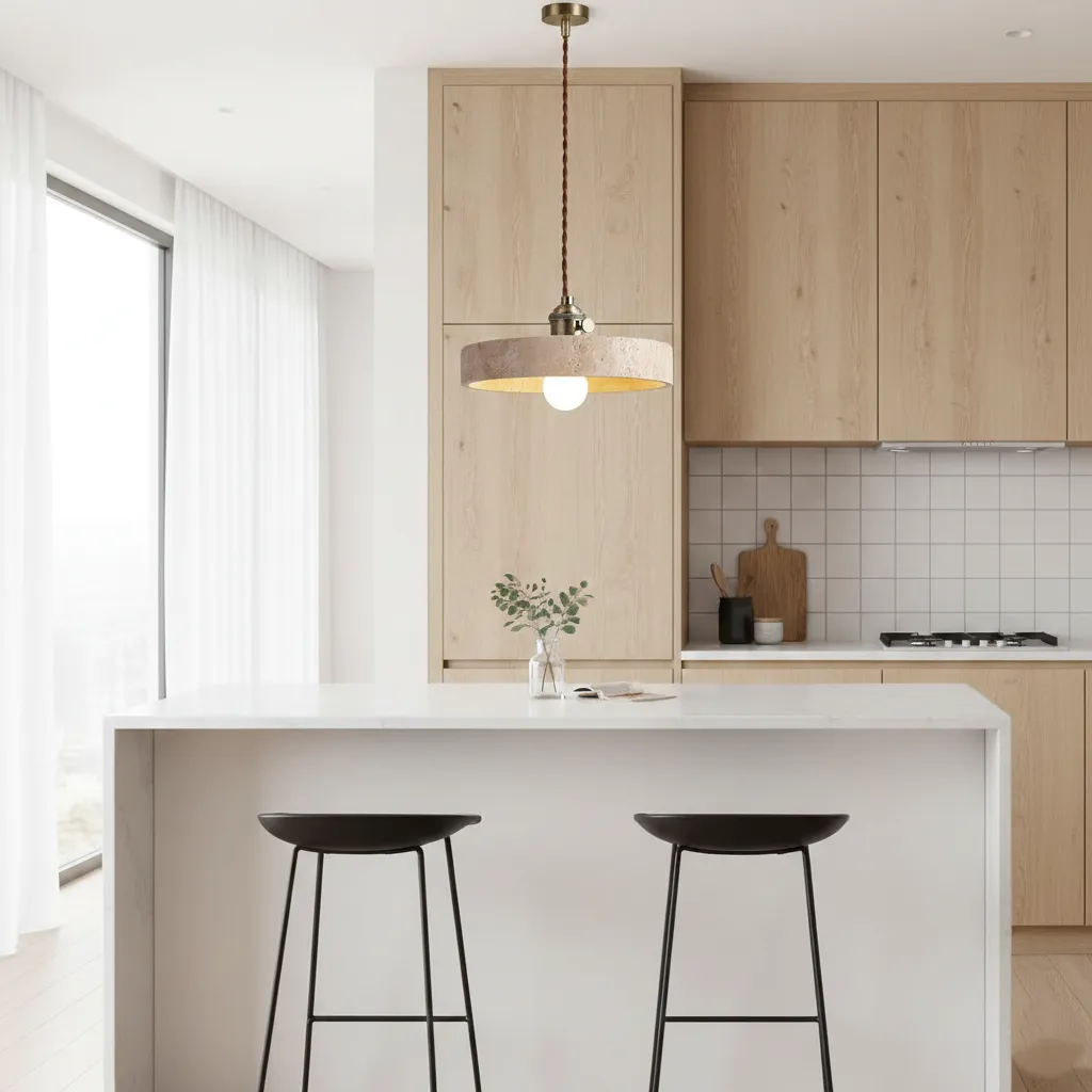 Alagusmo Minimalist Travertine Pendant Light D892