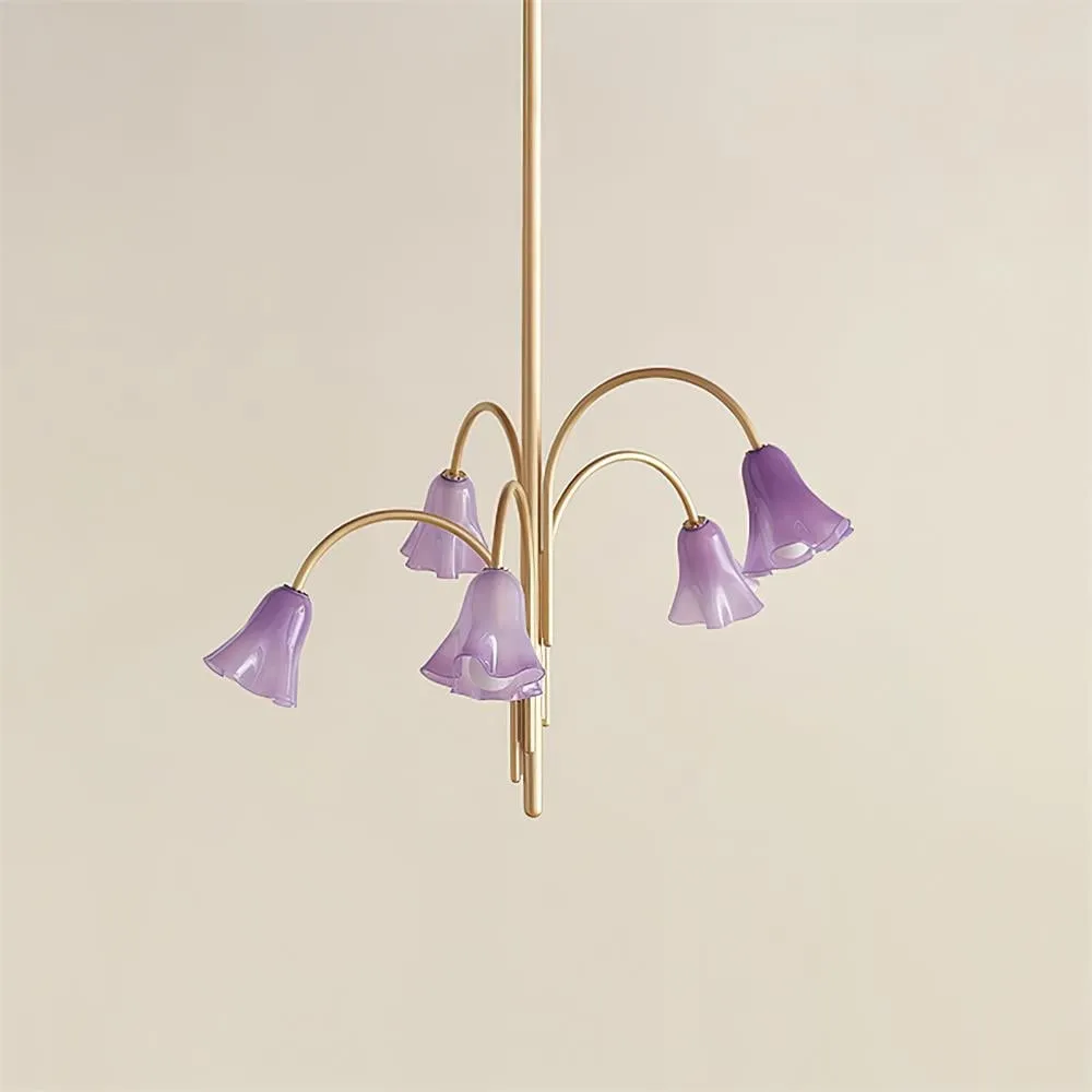 Bellina Modern Romantic Chandelier - Botanical Lily Design with Glass Flowers T280