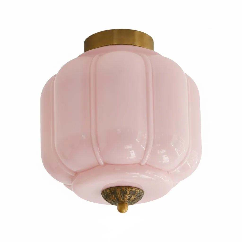 Vintage Eloise Milk Glass Flush Mount Ceiling Light - Vintage Charm Soft Glow T287