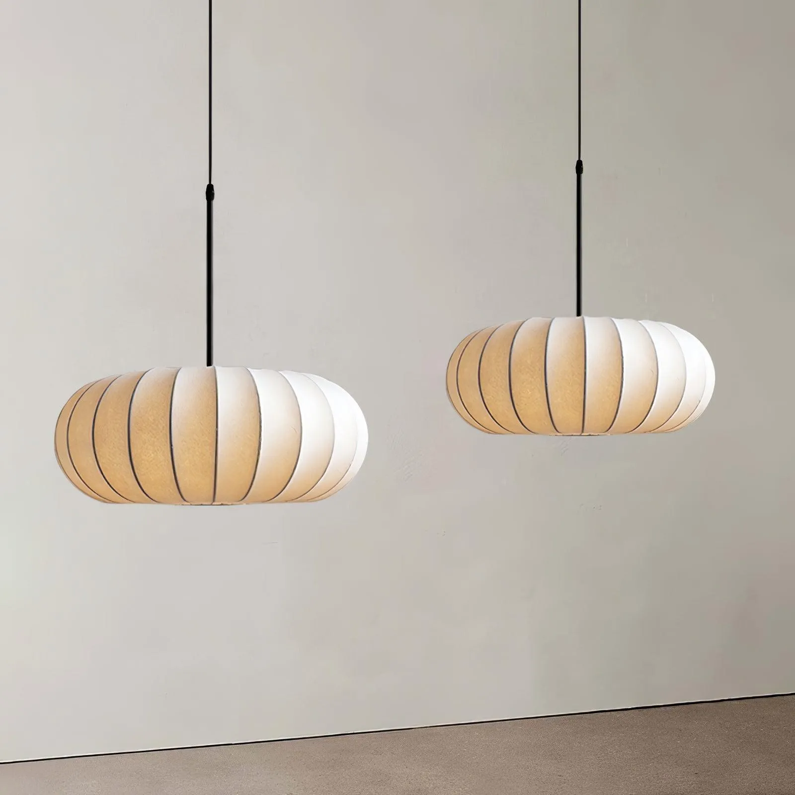 Simple Wabi-sabi White Lantern Fabric Pendant Lamp M105
