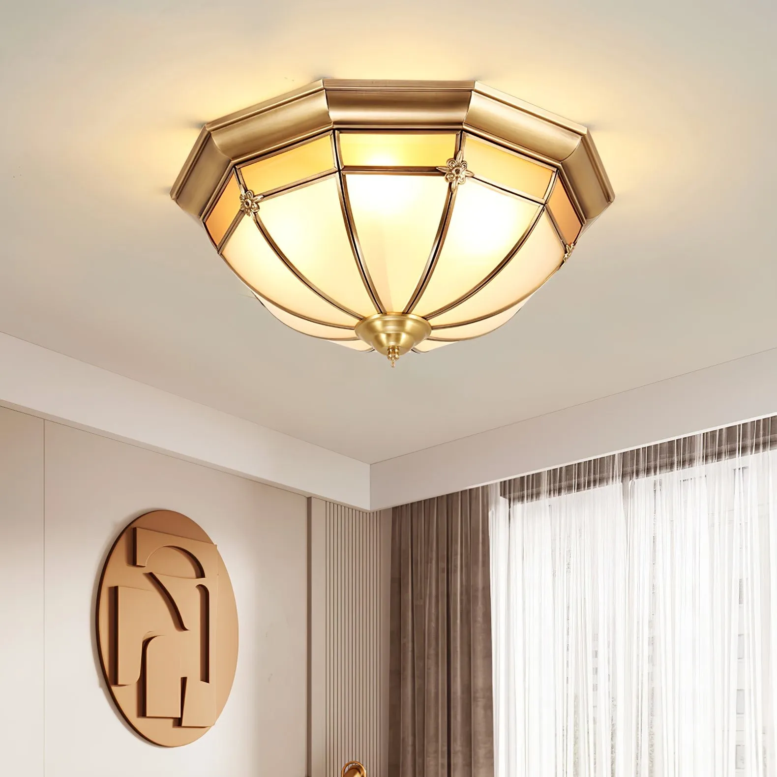 Dome Brass Flush Ceiling Lamp M563