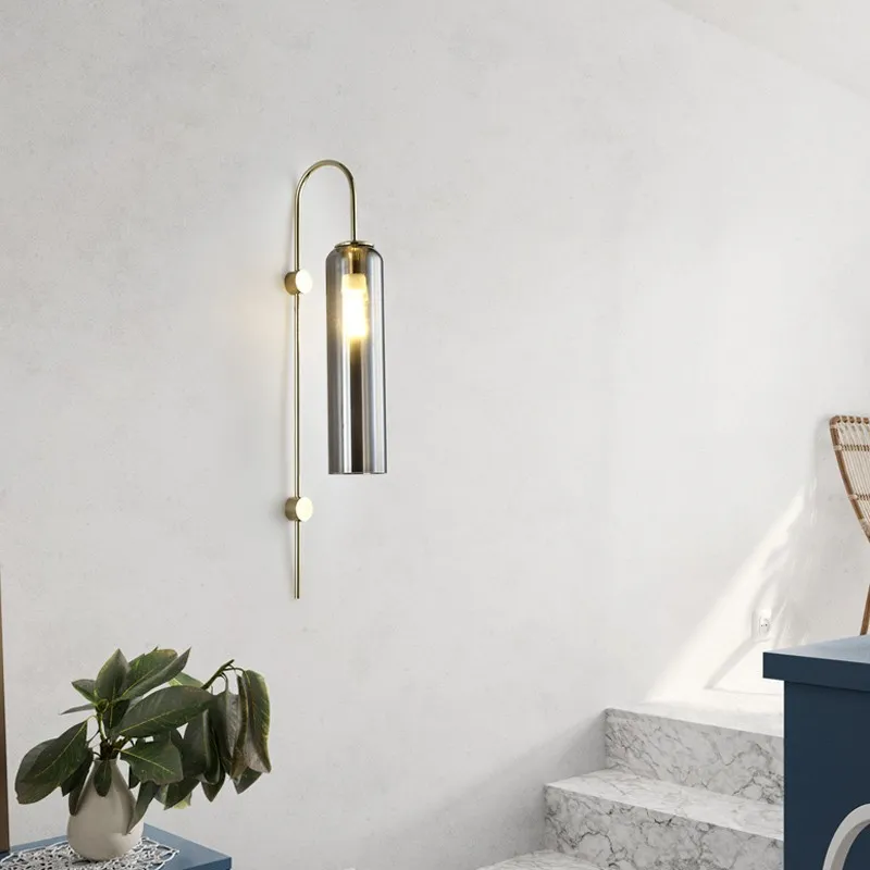 Glass Float Glide Cylindrical Wall Lamp for Bedroom