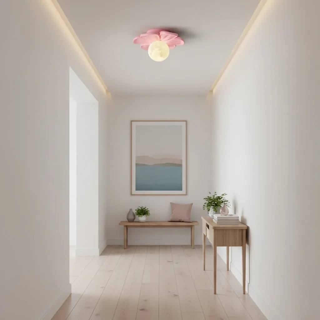Cream Bloom Flower Ceiling Lamp D408