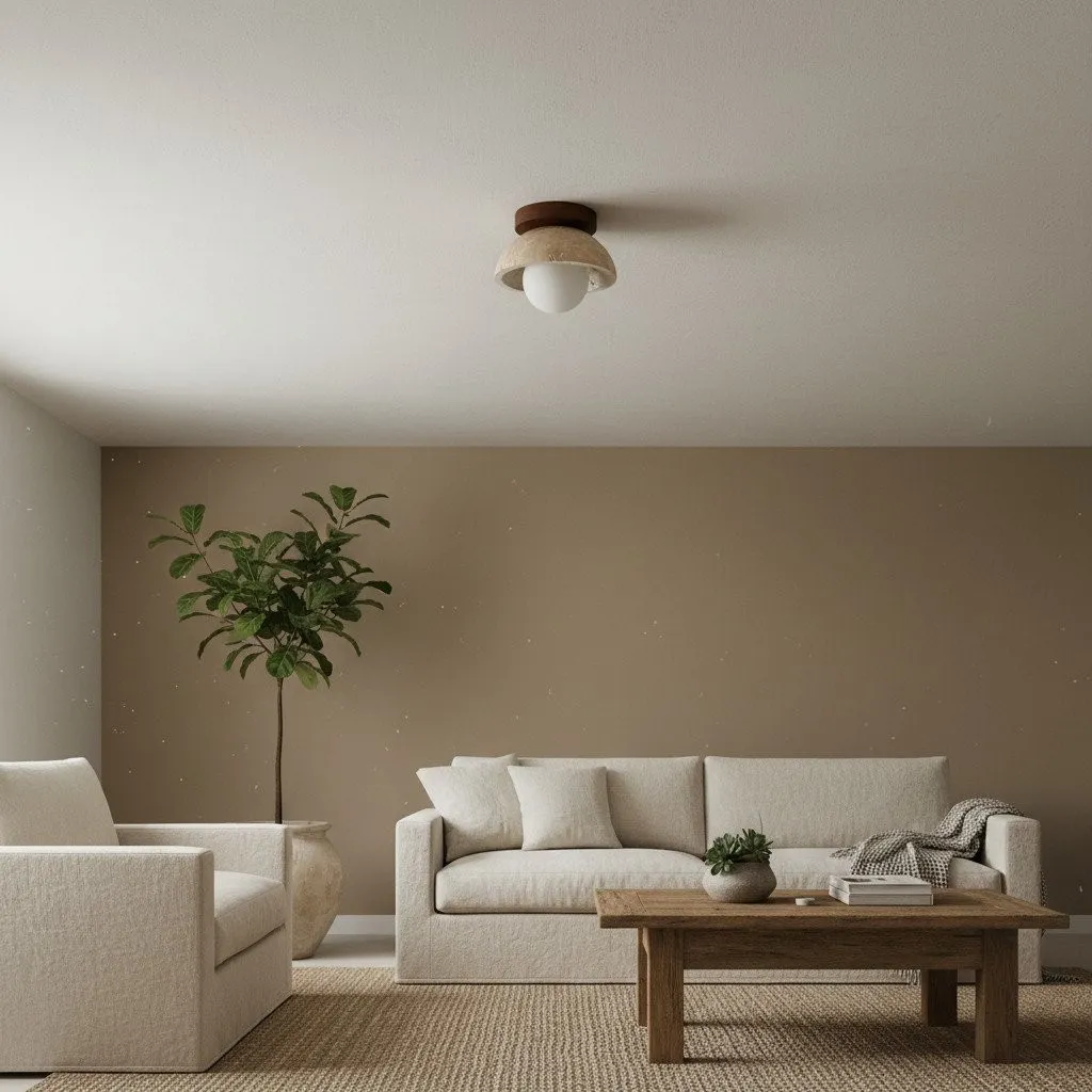 Travira Ceiling Light Textured Bowl Design Flush Mount Ceiling Lamp - Organic Style for Living Rooms T493