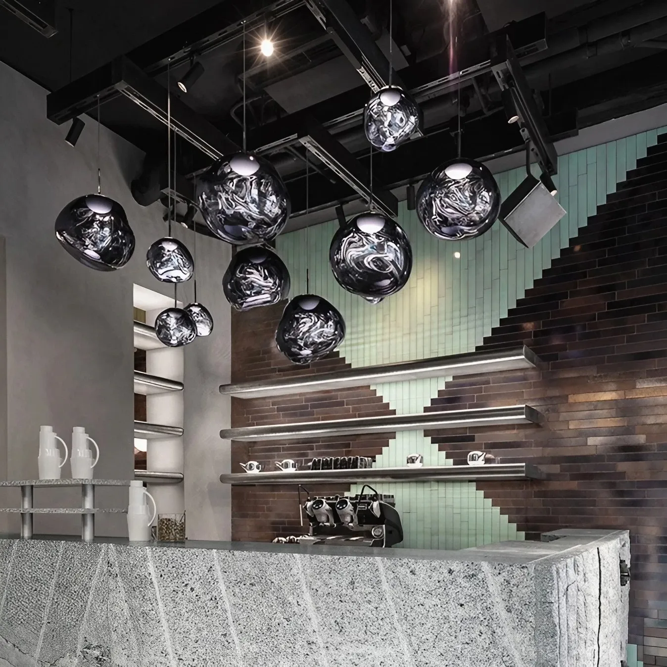 Dynamic Surface Pendant Light For Living Room S09