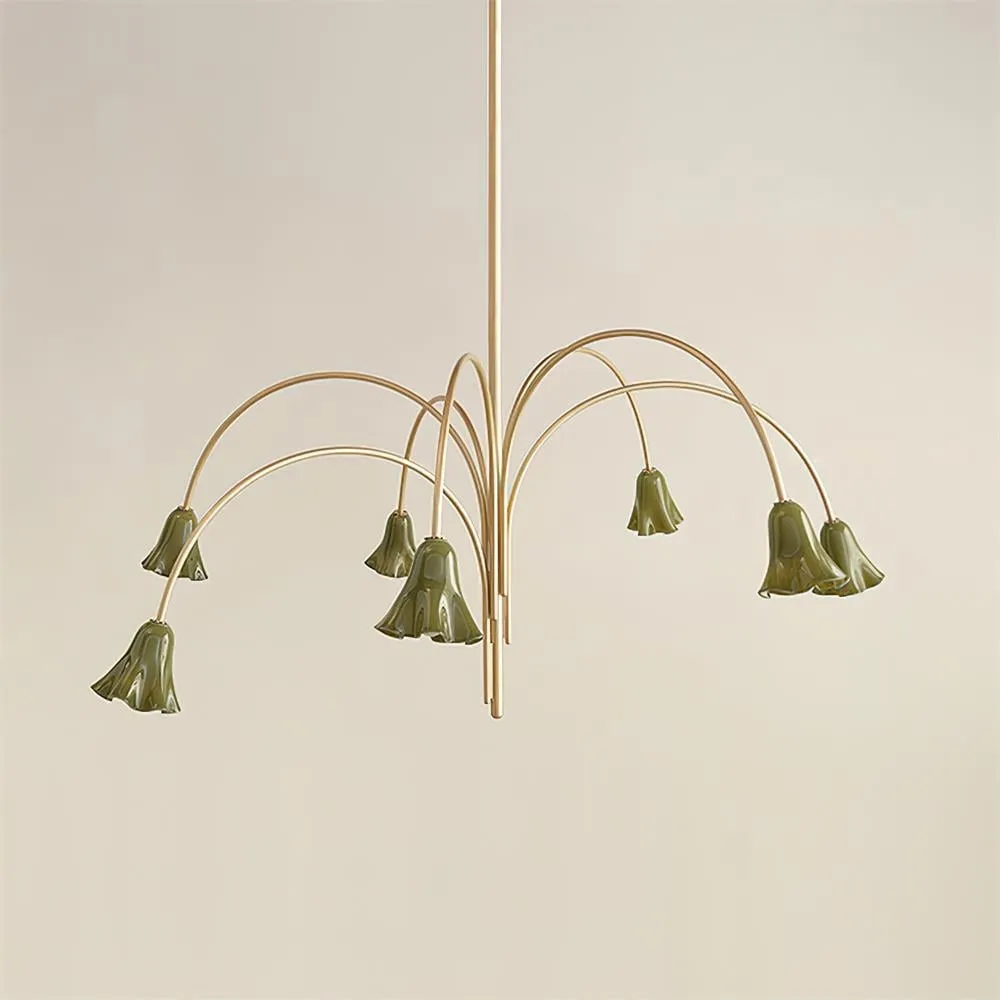 Bellina Modern Romantic Chandelier - Botanical Lily Design with Glass Flowers T280
