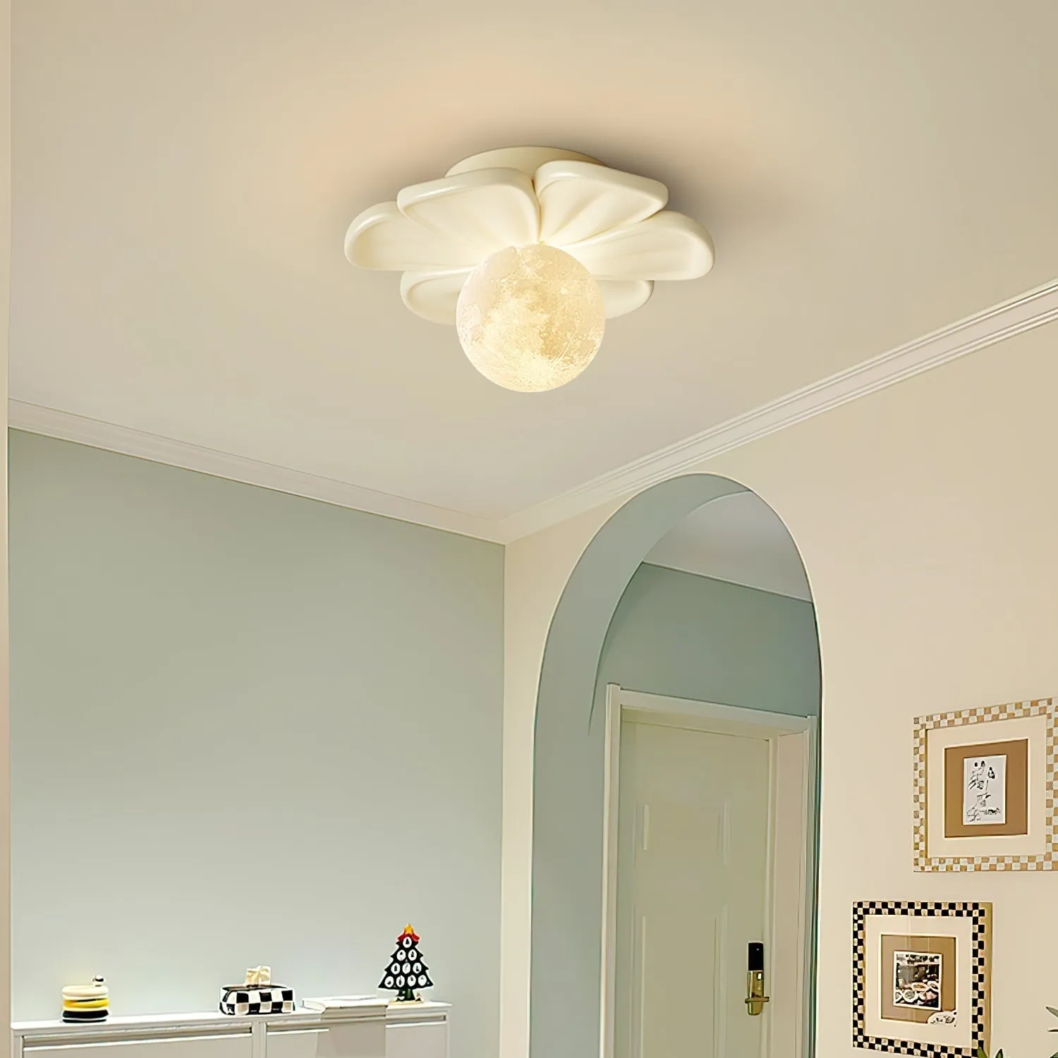 Cream Bloom Flower Ceiling Lamp D408