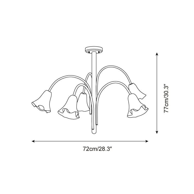 Bellina Modern Romantic Chandelier - Botanical Lily Design with Glass Flowers T280