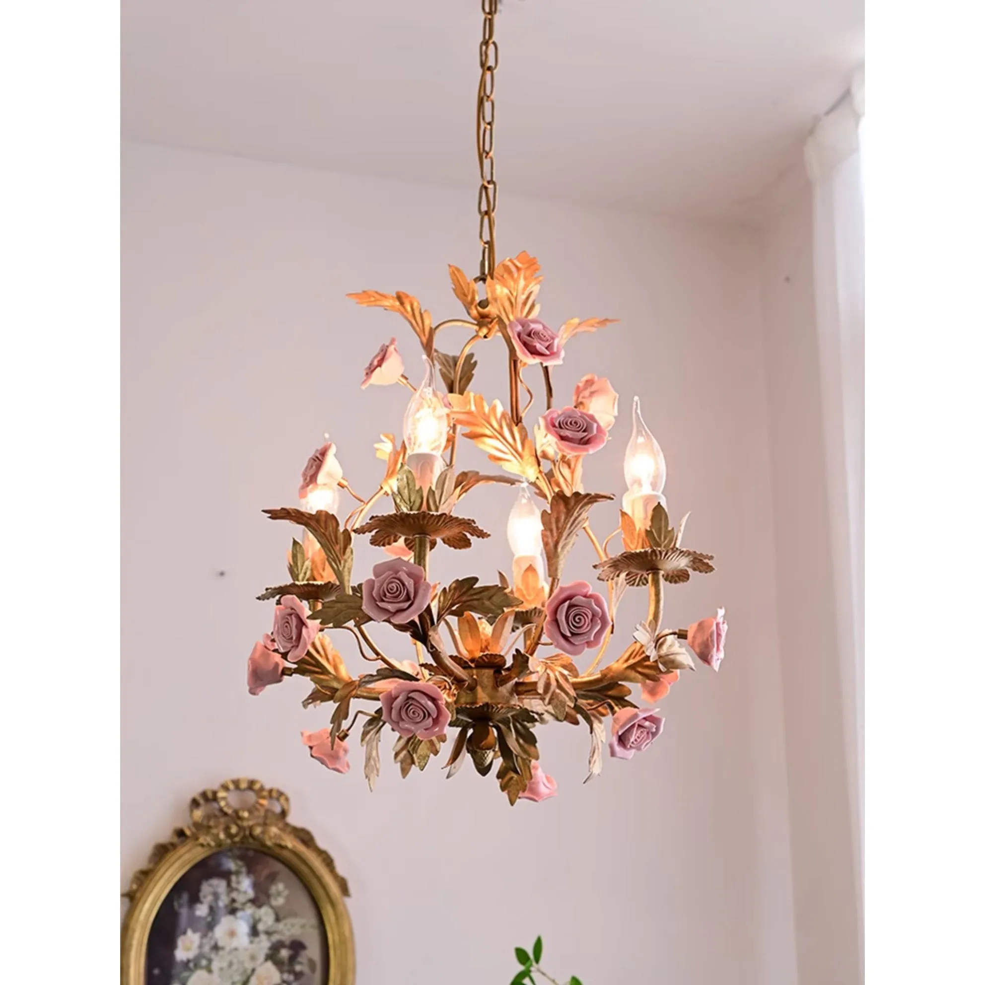 Ceramic Rose Chandelier D673