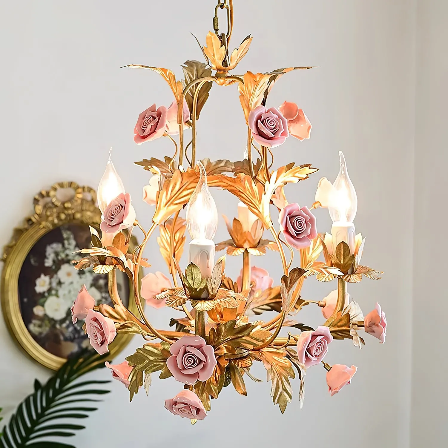 Ceramic Rose Chandelier D673