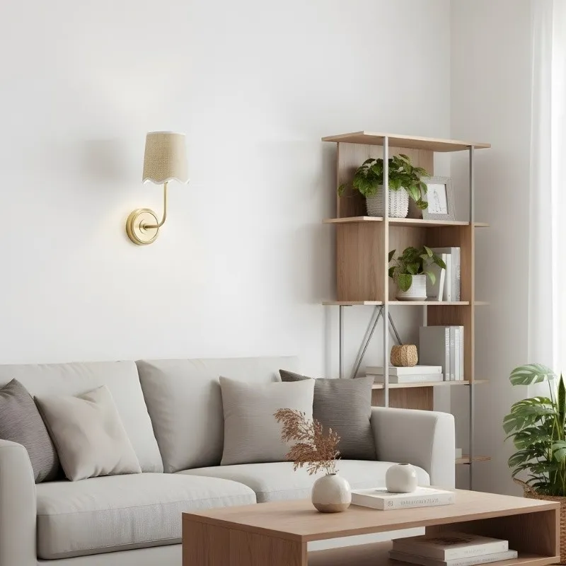 Glissum Contemporary Metal and Linen Wall Lamp with Soft Diffused Shade for Hallway or Entry T524