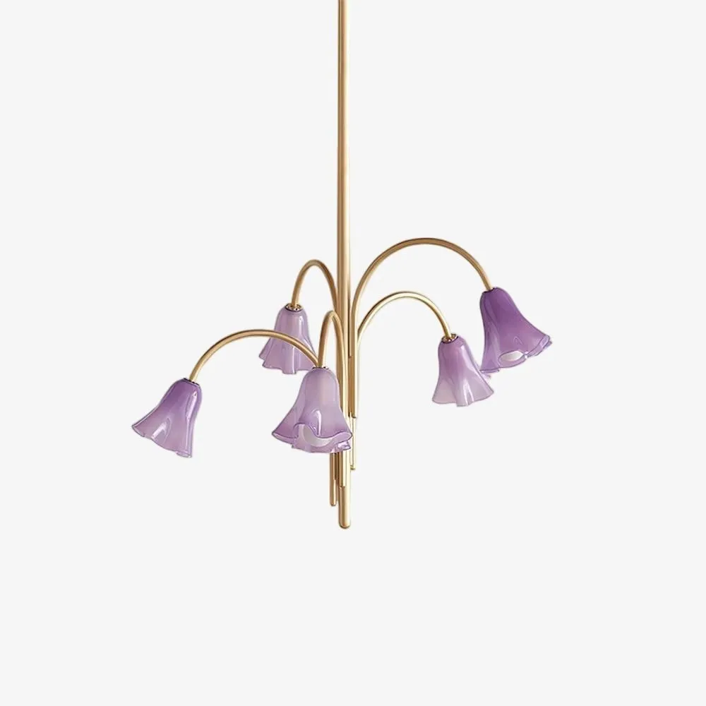 Bellina Modern Romantic Chandelier - Botanical Lily Design with Glass Flowers T280