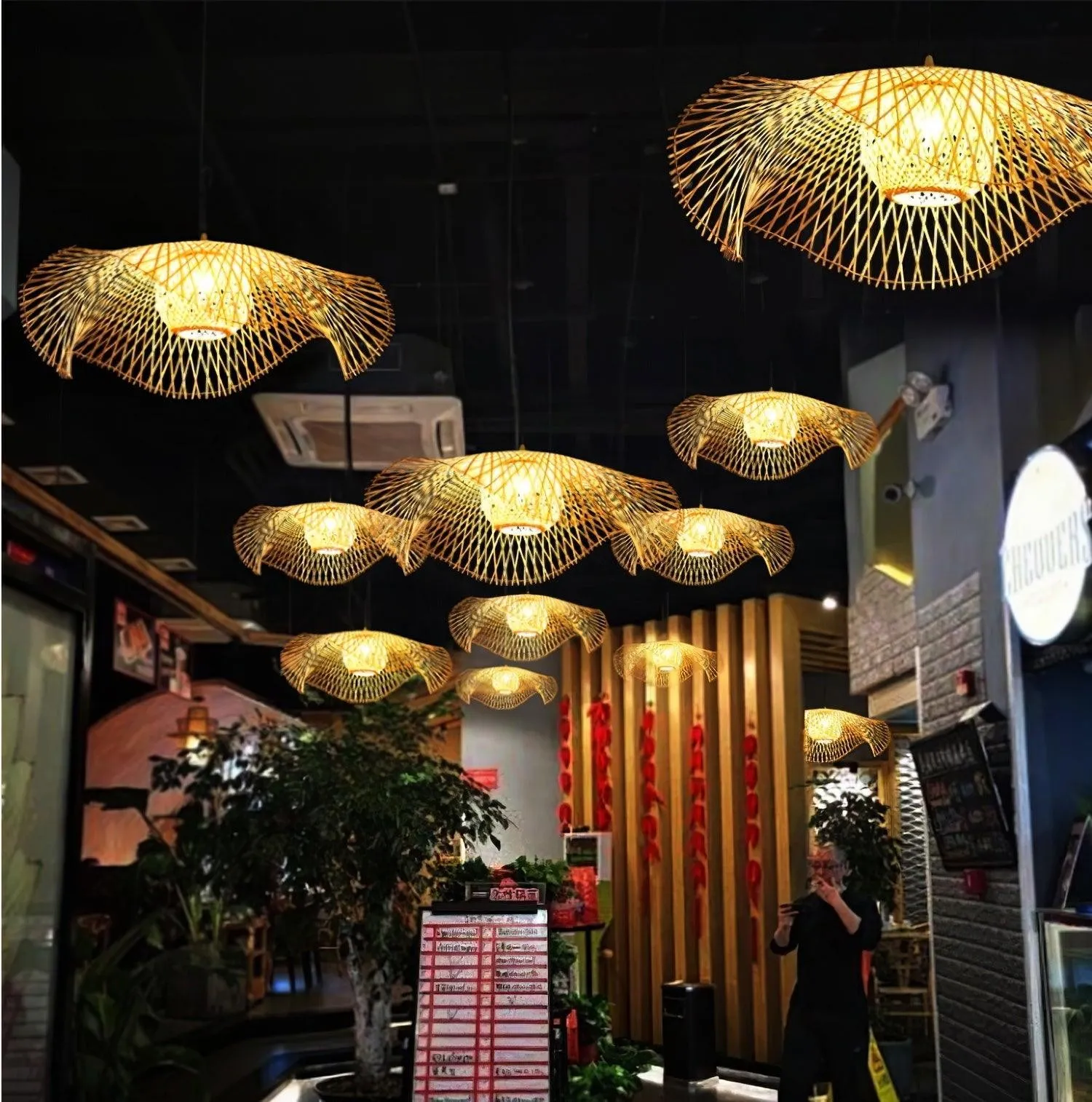 Bamboo Lotus Leaf Pendant Lamp P004
