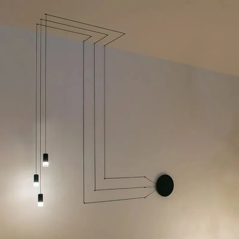 Industrial Black Wireflow Free Form LED Pendant Light