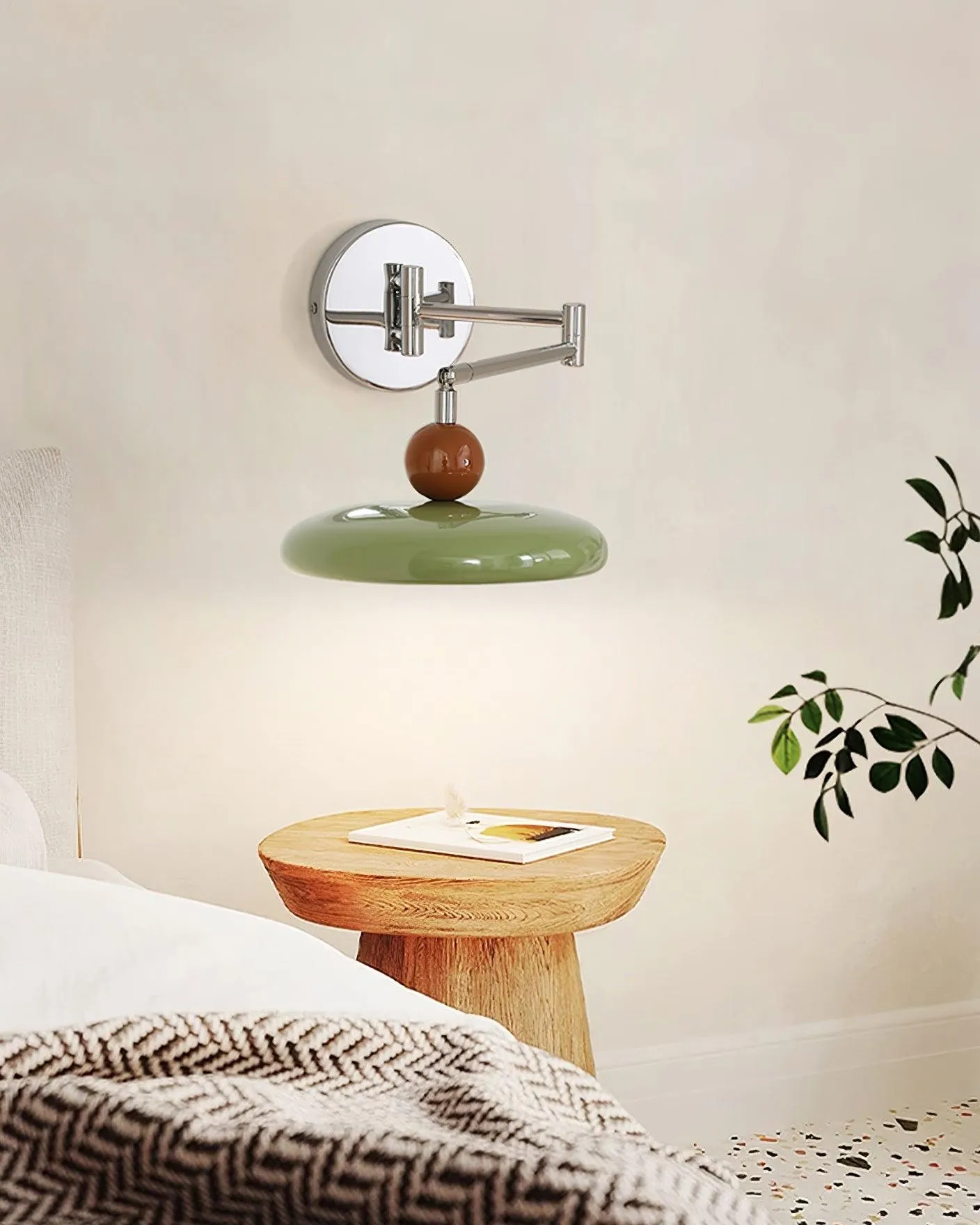 Cream Style Adjustable Swing Arm Disc Reading Wall Lamp M243