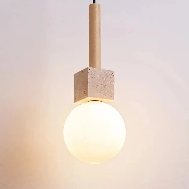 Modern Travertine Cube Pendant Light D928