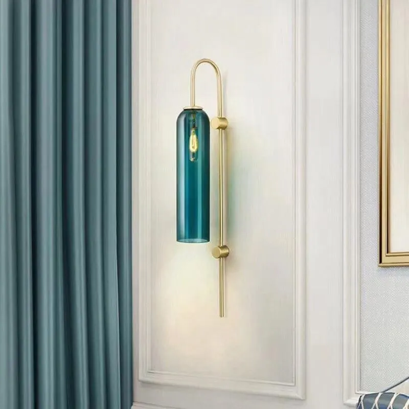 Glass Float Glide Cylindrical Wall Lamp for Bedroom