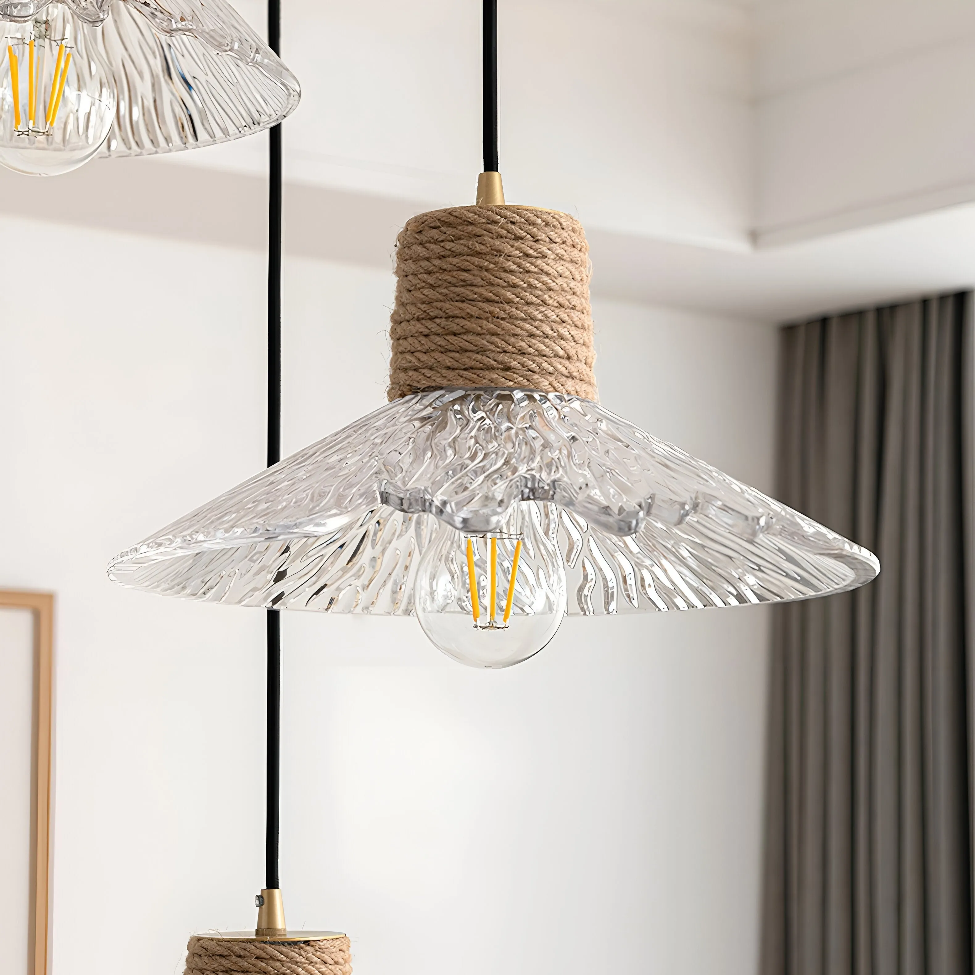 Nordic Hemp Rope Glass Pendant Light D938