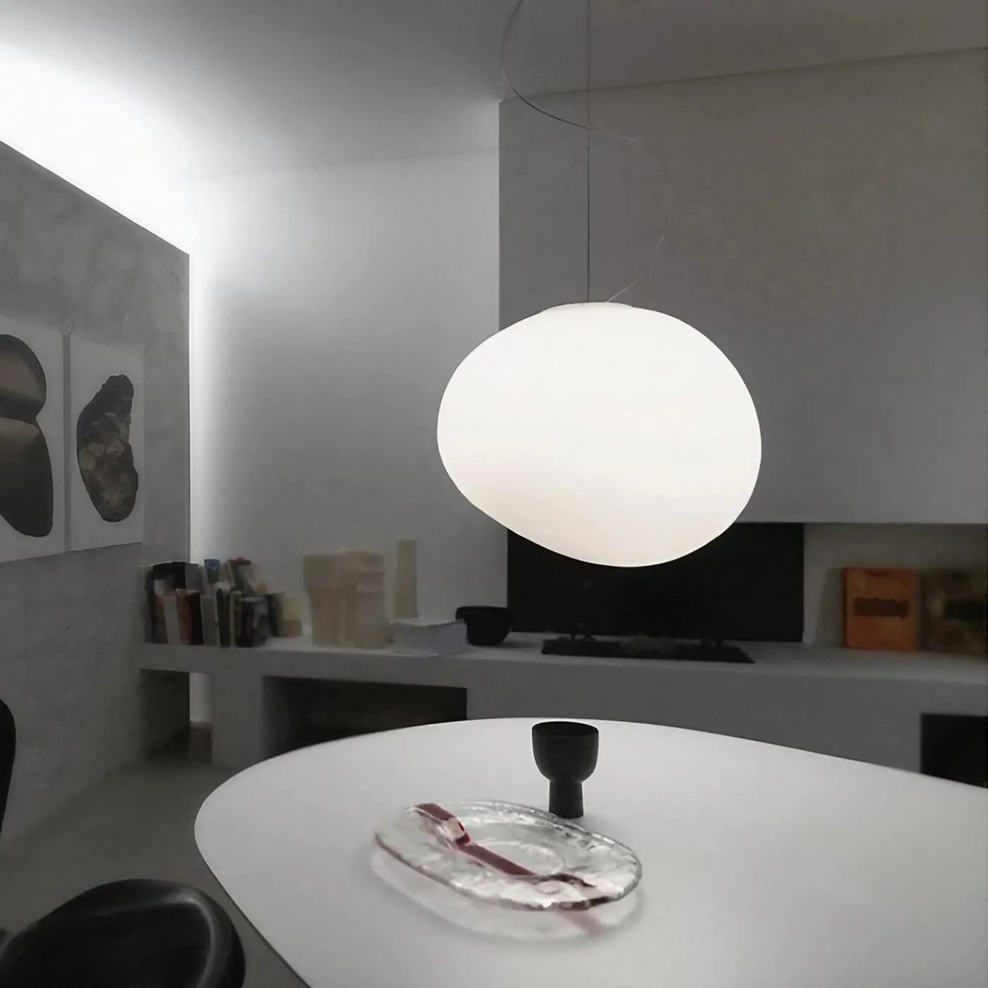 Stone Shape Opal Glass Pendant Light S05