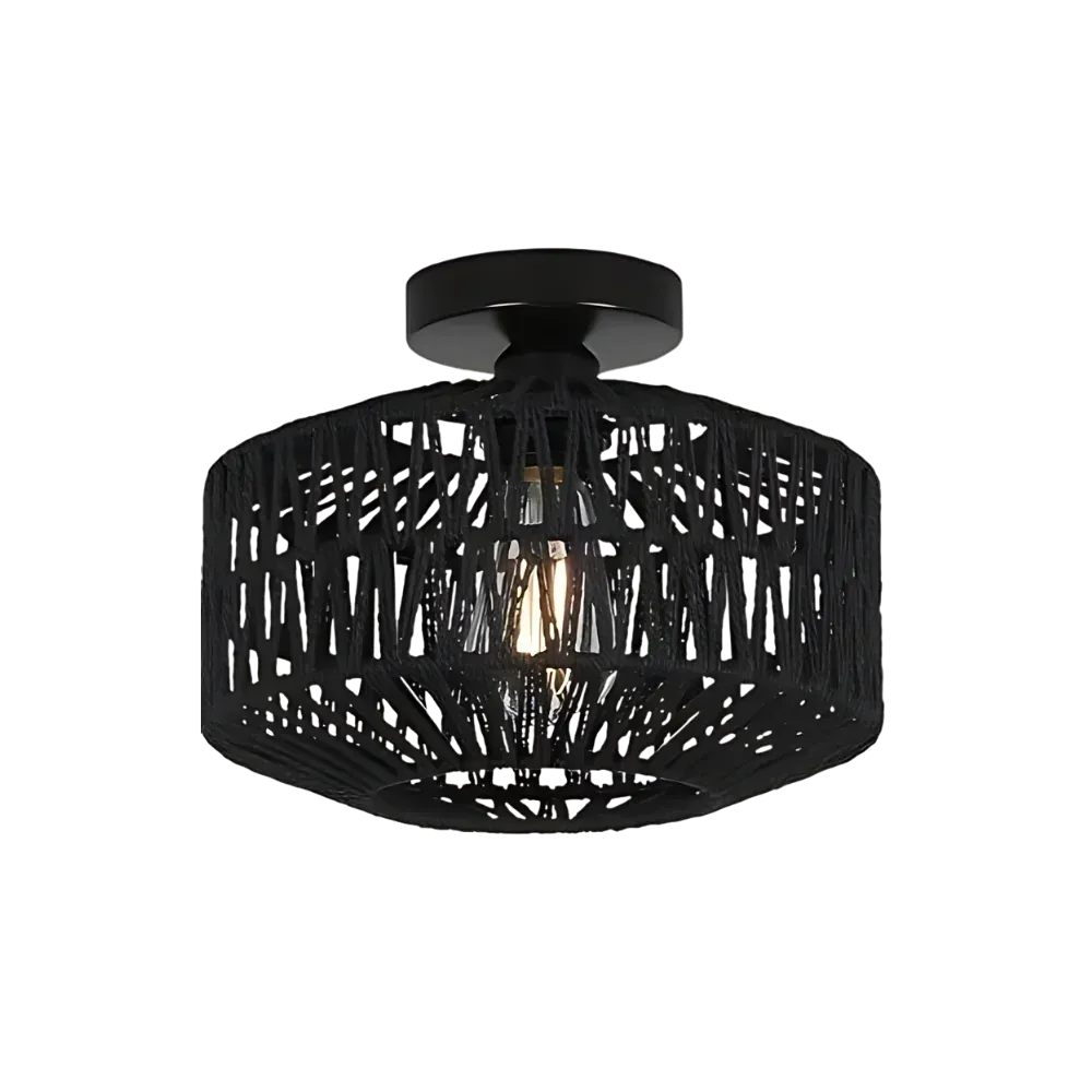 Woven Lantern Boho Radiance Rattan Ceiling Light D846