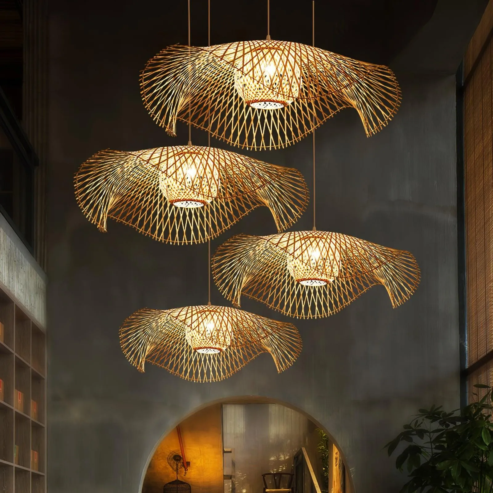 Bamboo Lotus Leaf Pendant Lamp P004