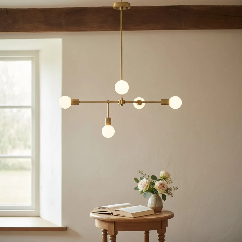 Mobilux Line 5 Light Chandelier - Modern Ceiling Hanging Lamp for Dining Room T355
