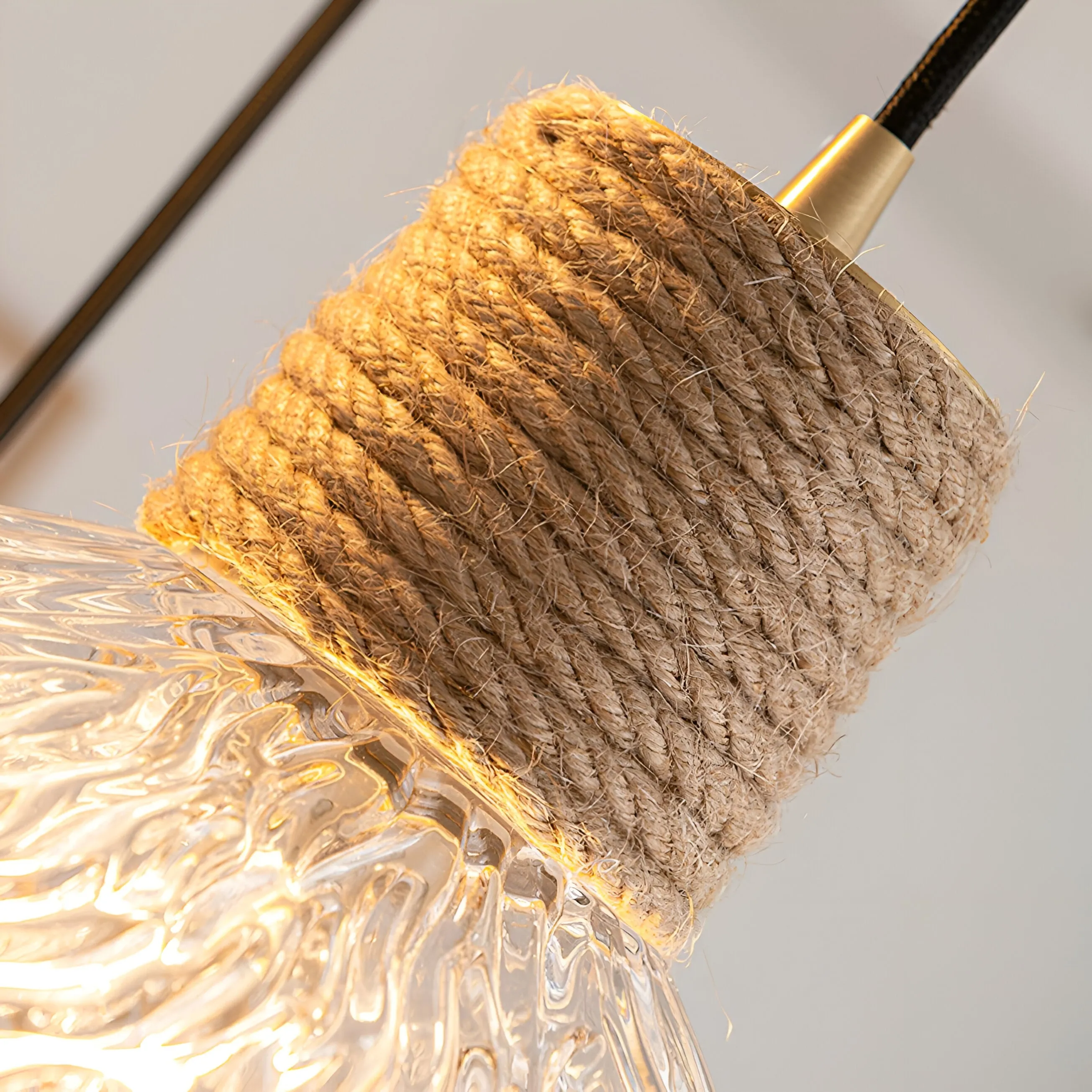 Nordic Hemp Rope Glass Pendant Light D938