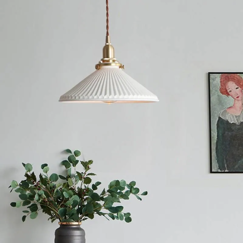 Modern Pleated Ceramic Pendant Light S122