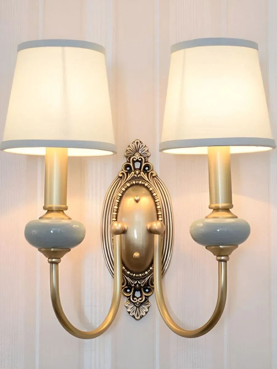 Elaris Elegant Fabric Copper Wall Sconce – Luxury European Style T447