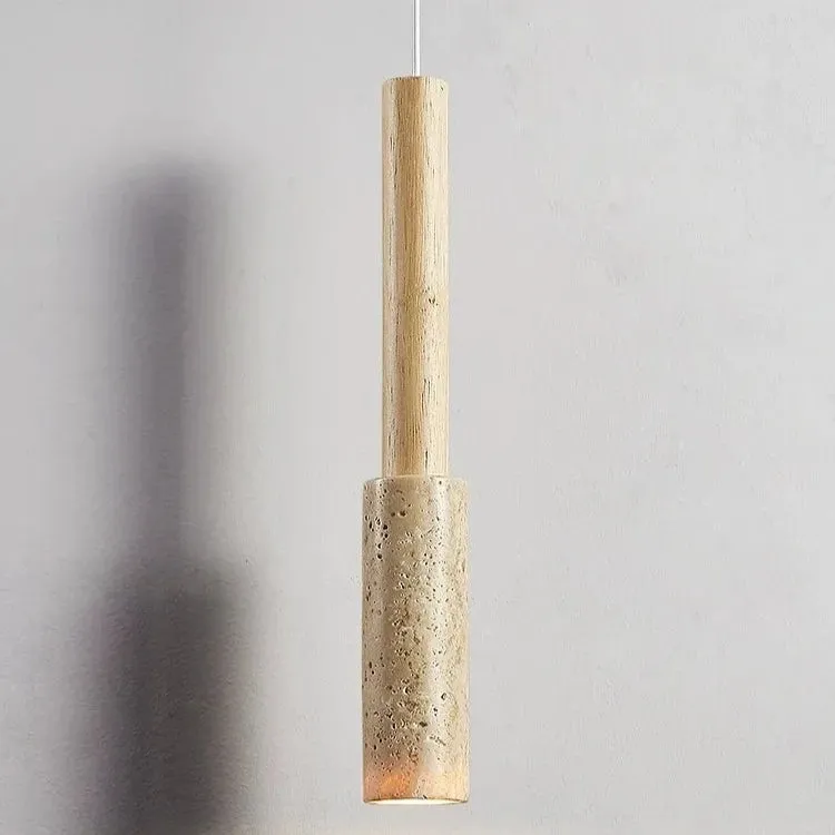 Cream Travertine Long Tube Pendant Light D932