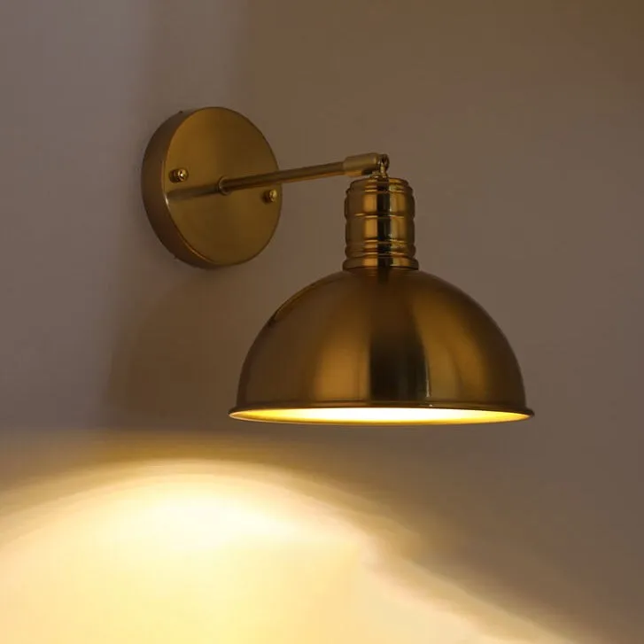Modern Simple Iron Plated Brass Cone Round 1-Light Wall Sconce Lamp T179