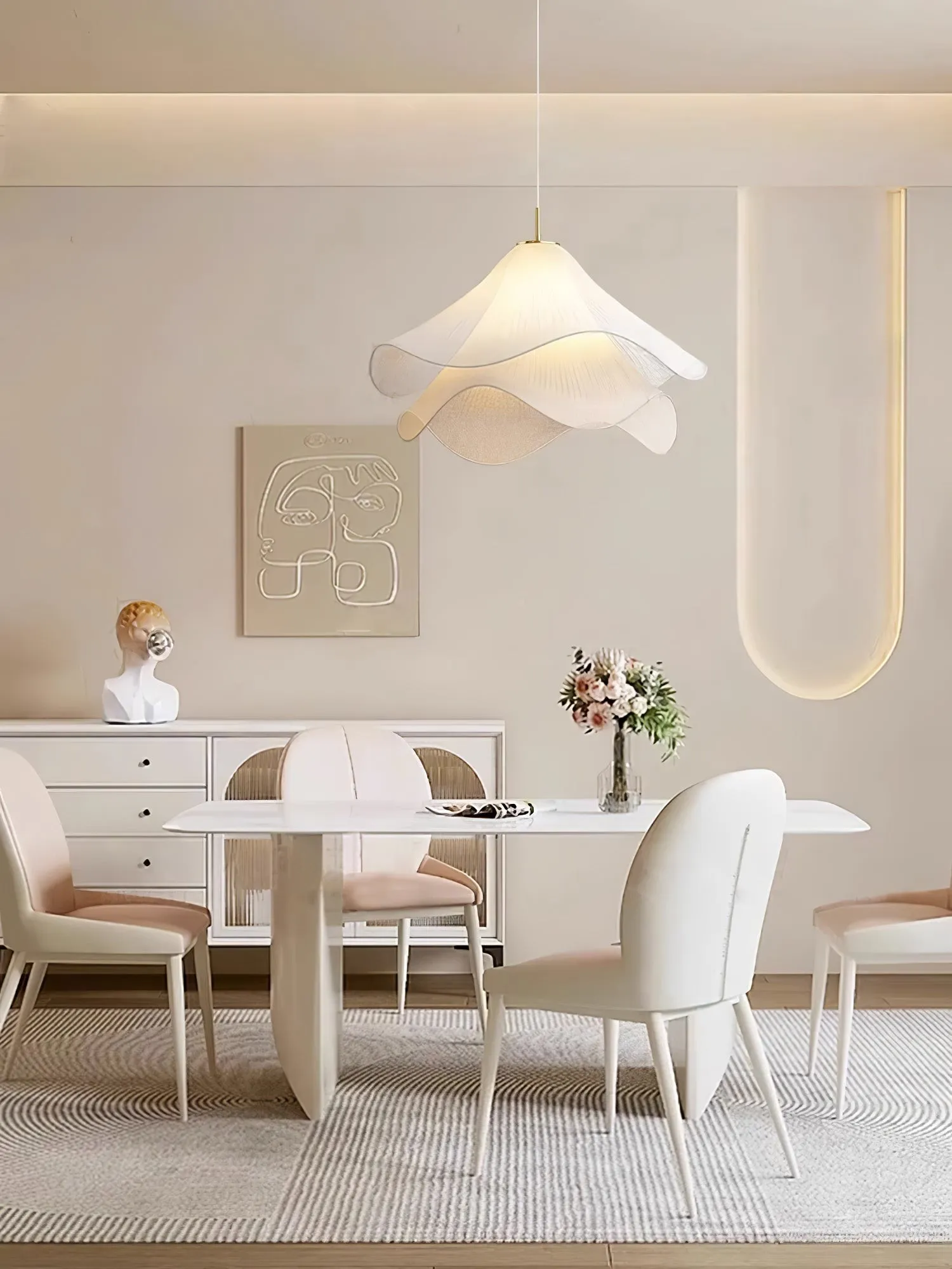 Ethereal Elegant Floral Pendant Light - Adjustable Modern Ceiling Fixture for Living Rooms T087