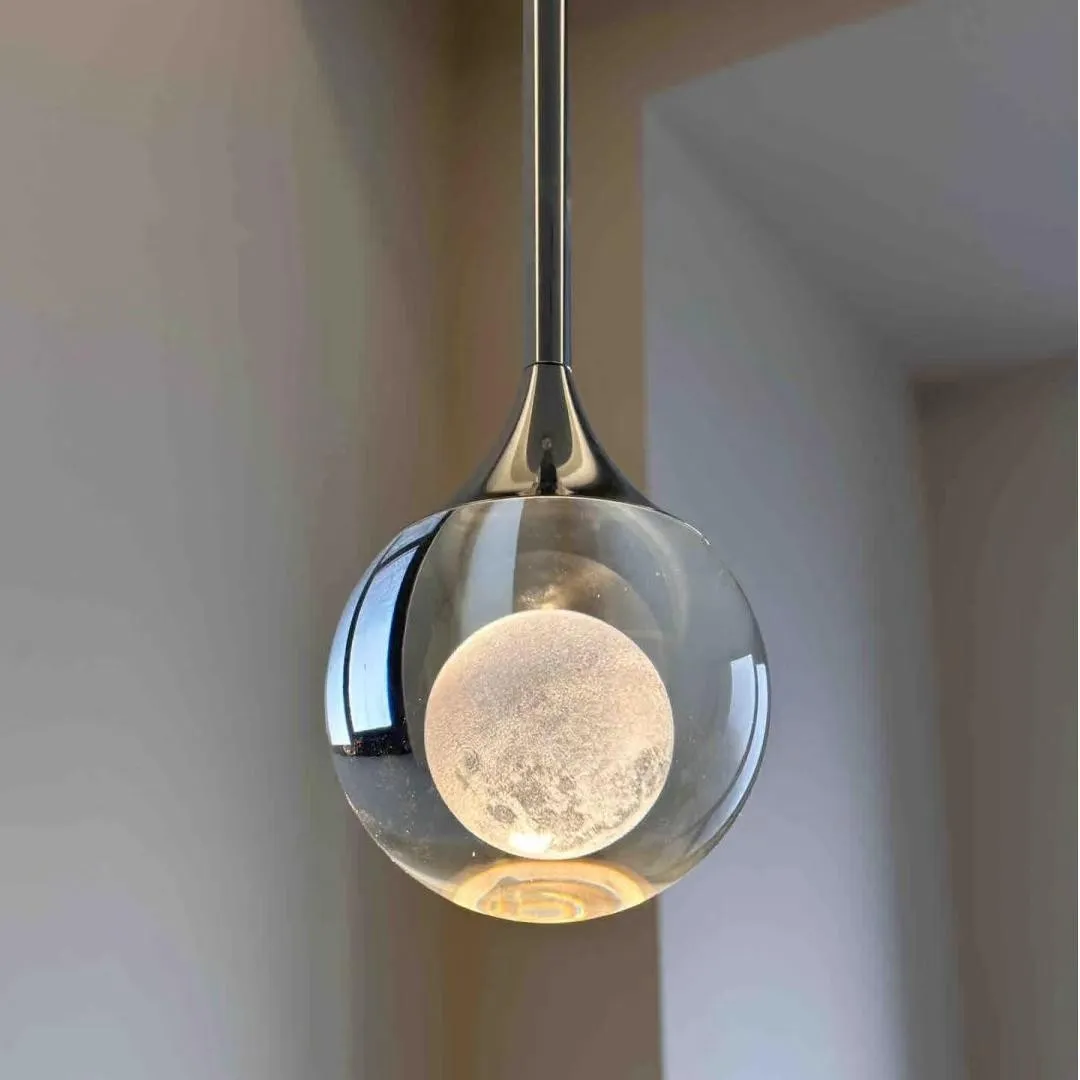 Moon Round Clear Glass Pendant Light S182