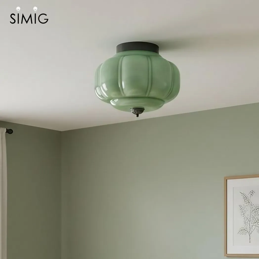 Eloise Retro Milk Glass Semi Flush Mount Ceiling Light G55
