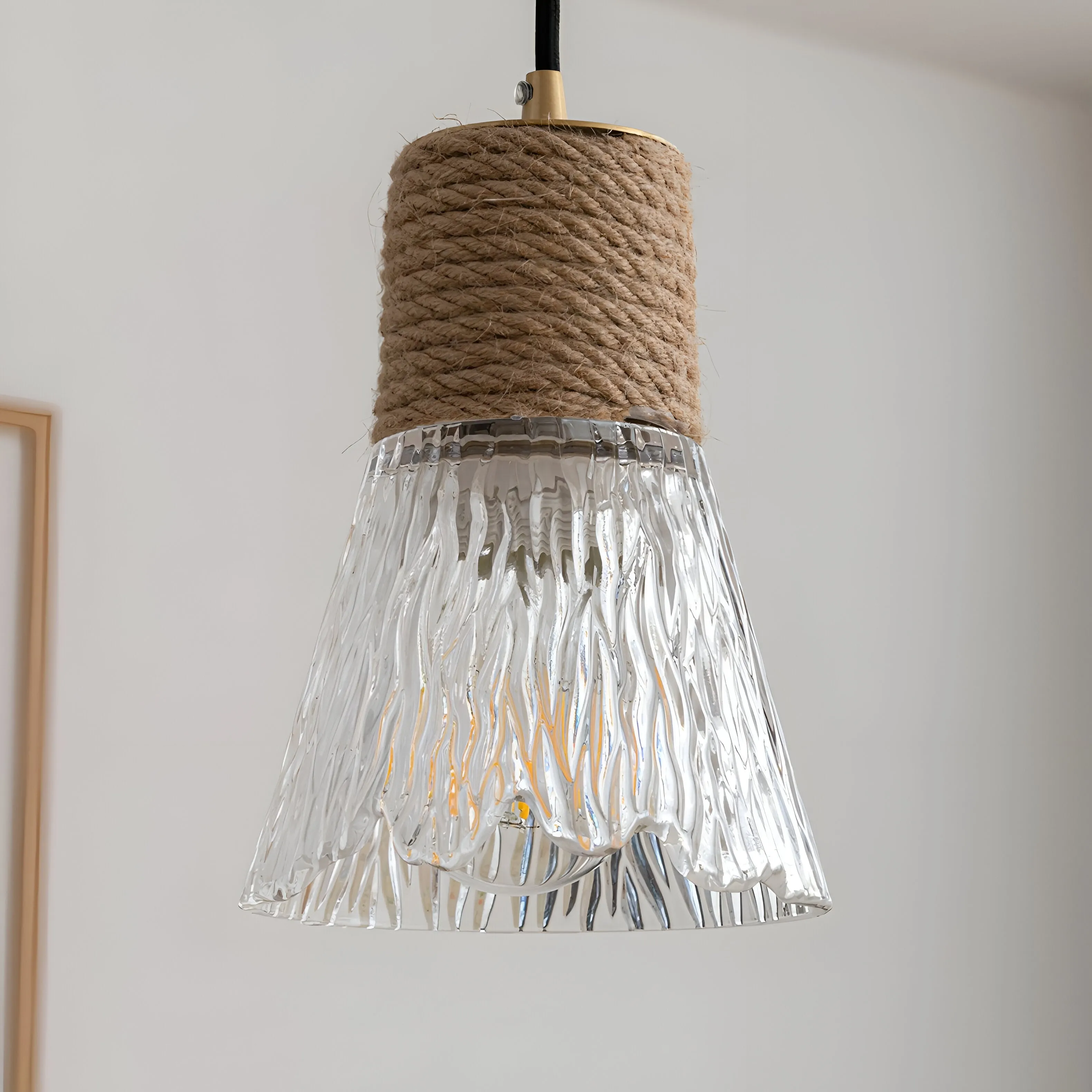 Nordic Hemp Rope Glass Pendant Light D938