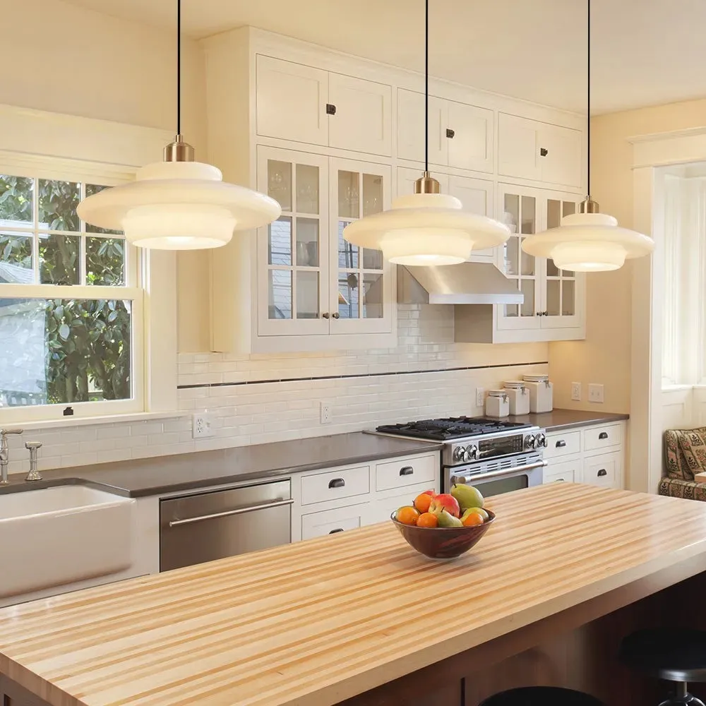 Mid-Century Art Milk White Glass Pendant Lamp S81