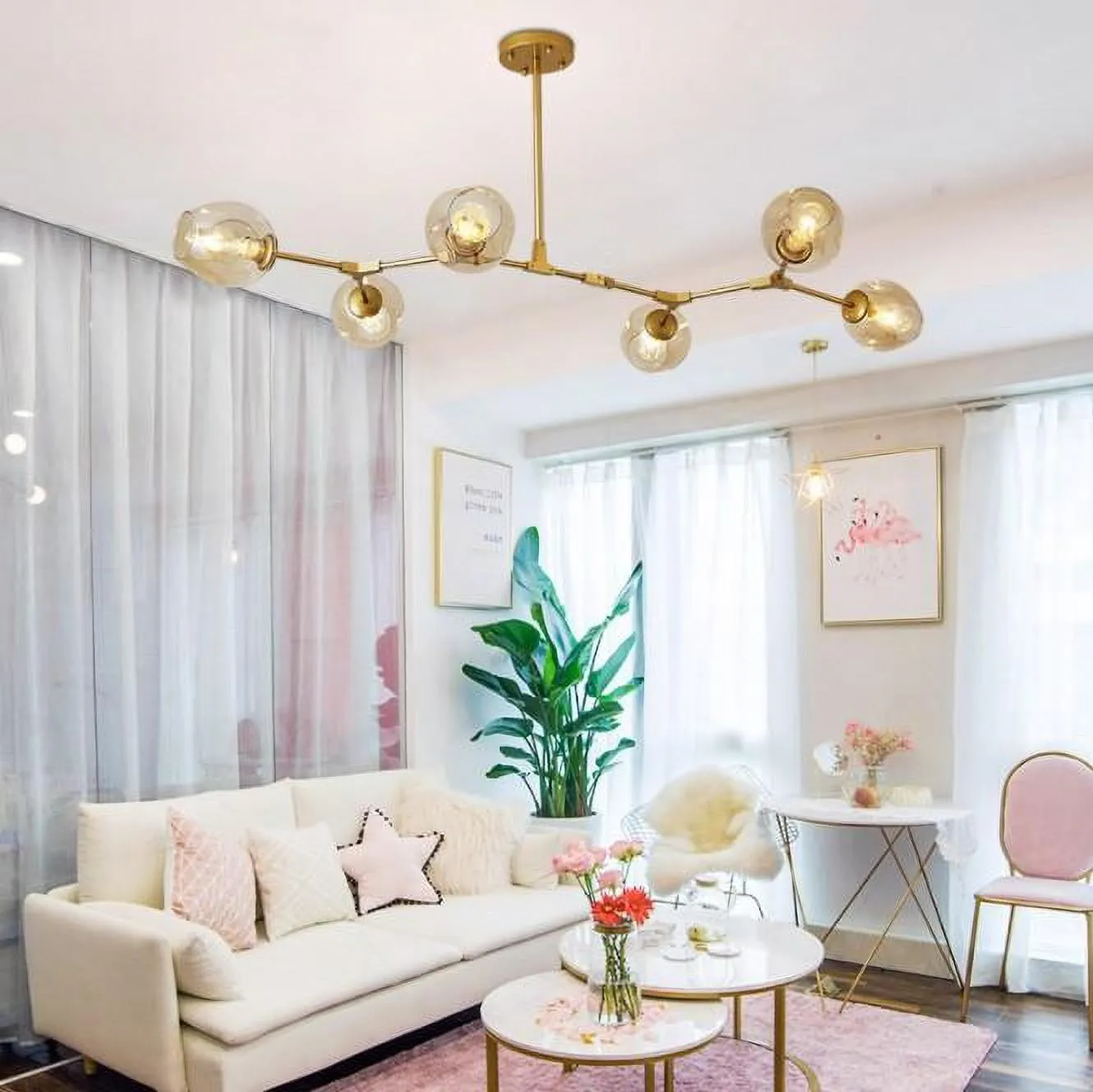 Asymmetrical Articulated Globe Branching Bubble Chandelier