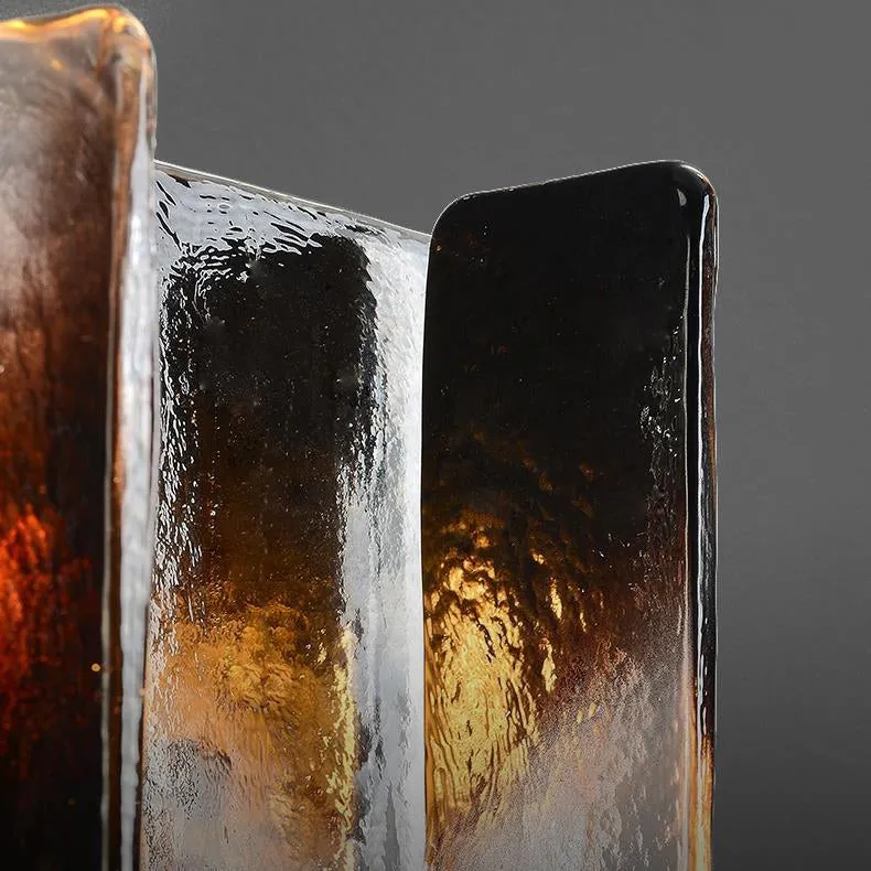 Modern Luxury Rectangle Copper Glass 1-Light Wall Sconce Lamp For Living Room T172