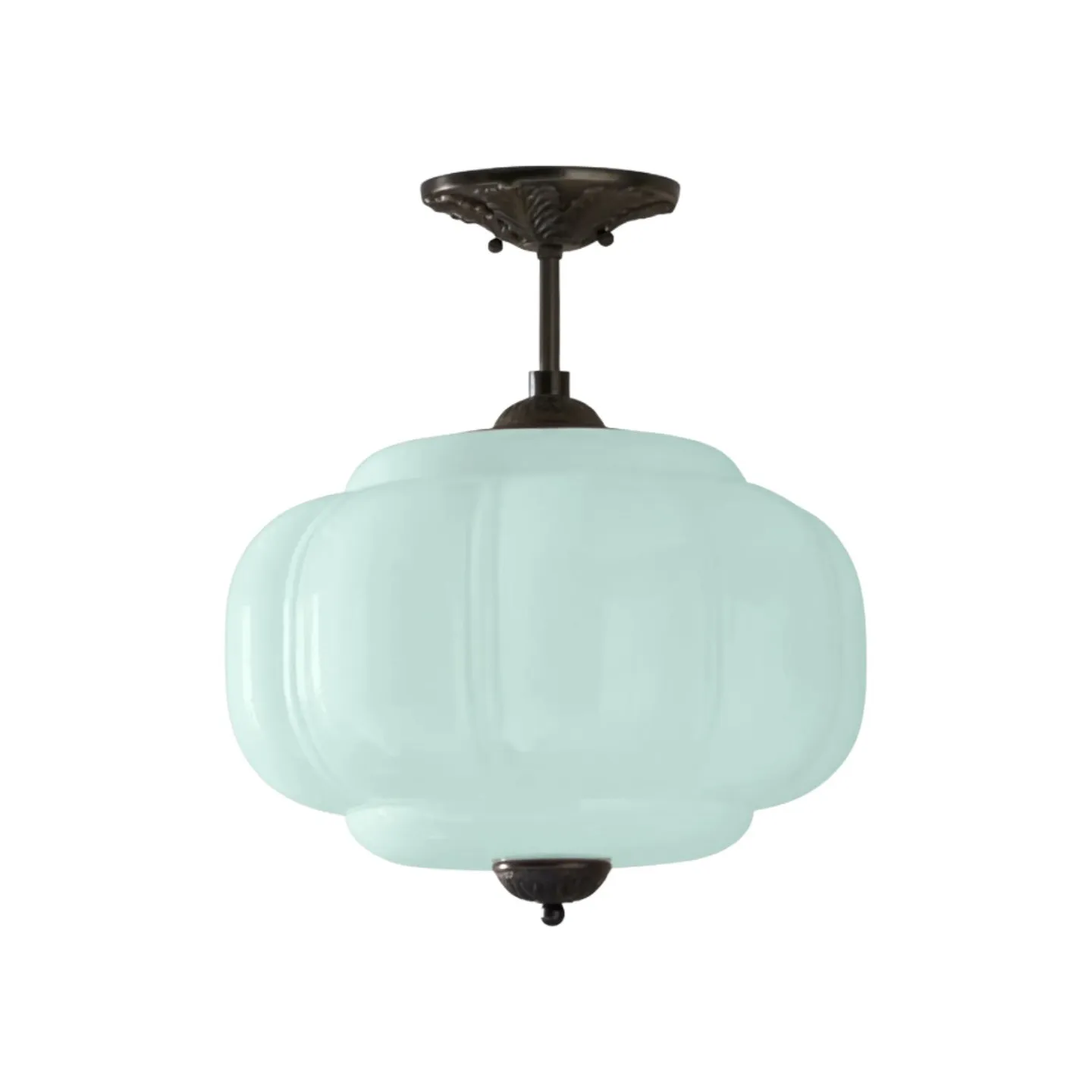 Eloise Vintage Pumpkin Glass Semi-Flush Mount Pendant Light G53