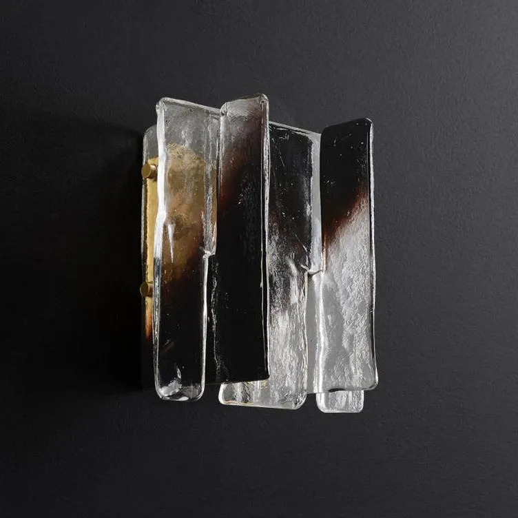 Modern Luxury Rectangle Copper Glass 1-Light Wall Sconce Lamp For Living Room T172