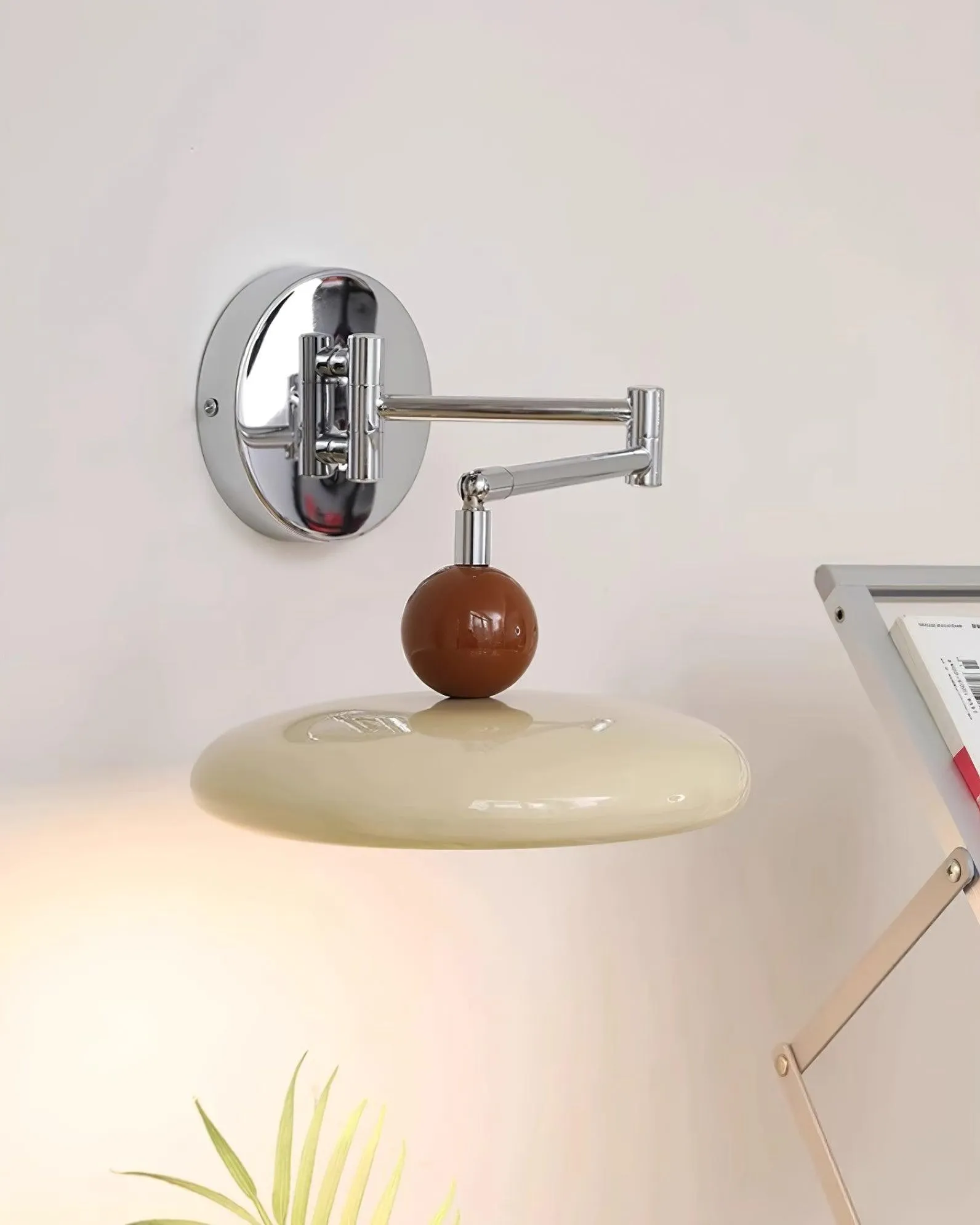 Cream Style Adjustable Swing Arm Disc Reading Wall Lamp M243
