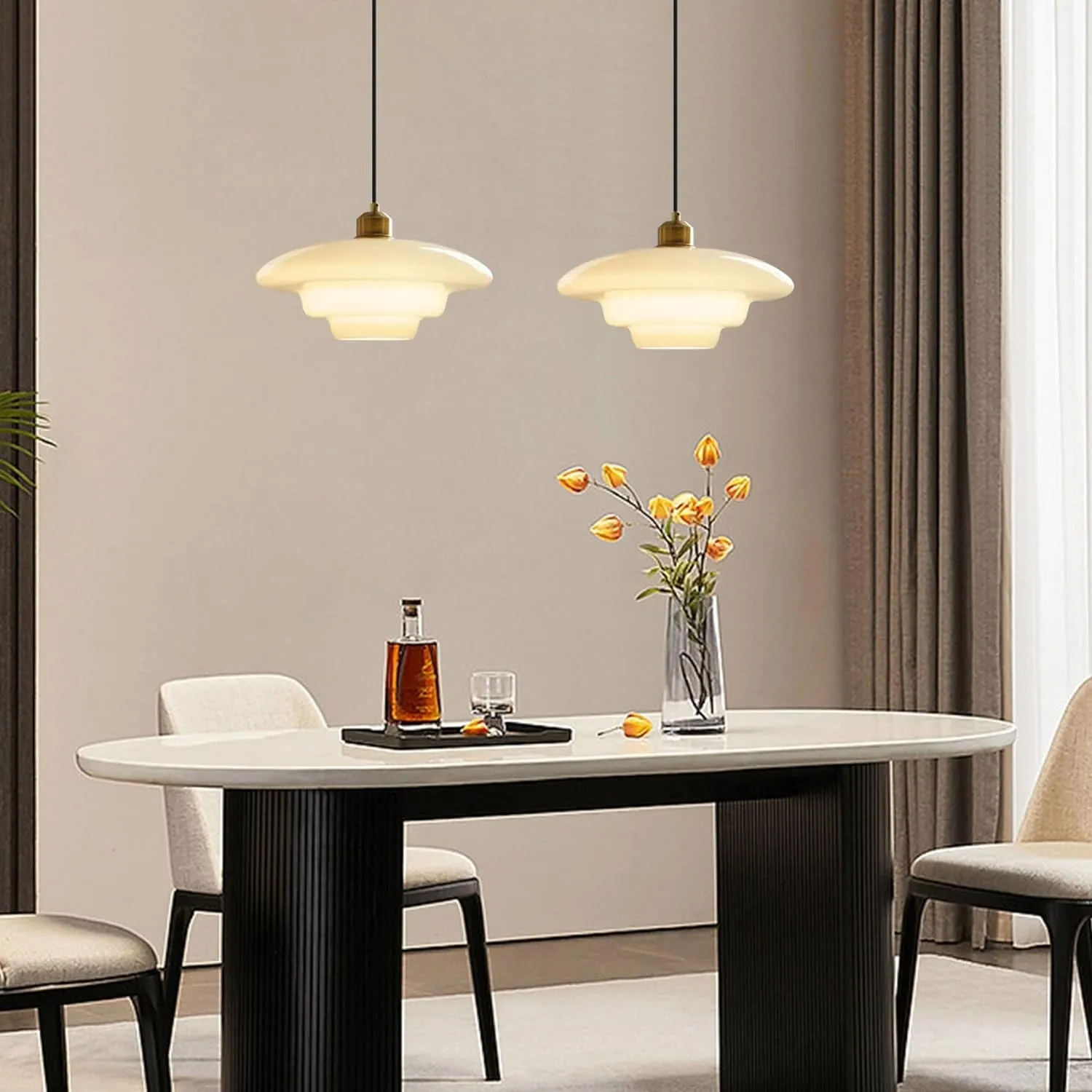 Mid-Century Art Milk White Glass Pendant Lamp S81