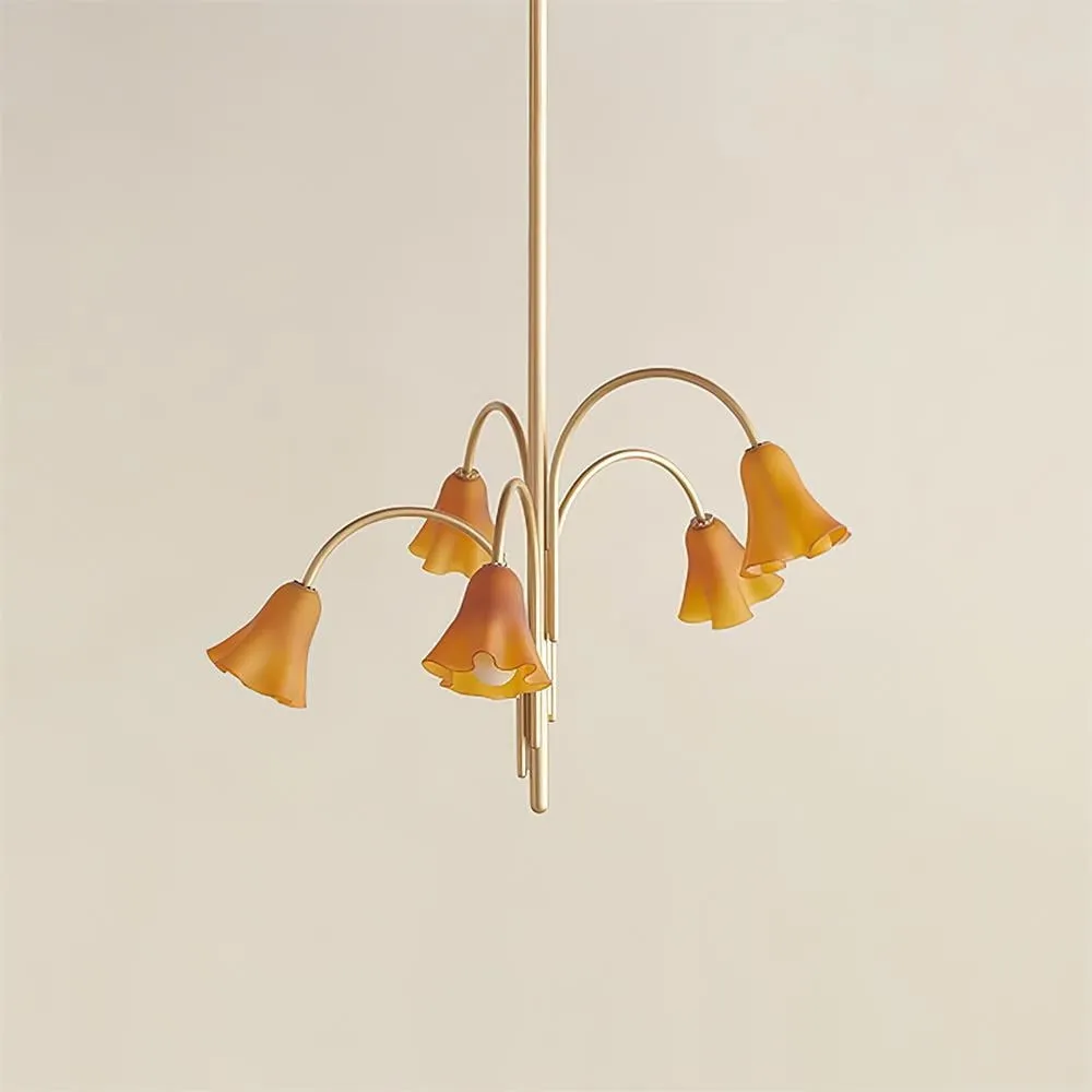 Bellina Modern Romantic Chandelier - Botanical Lily Design with Glass Flowers T280