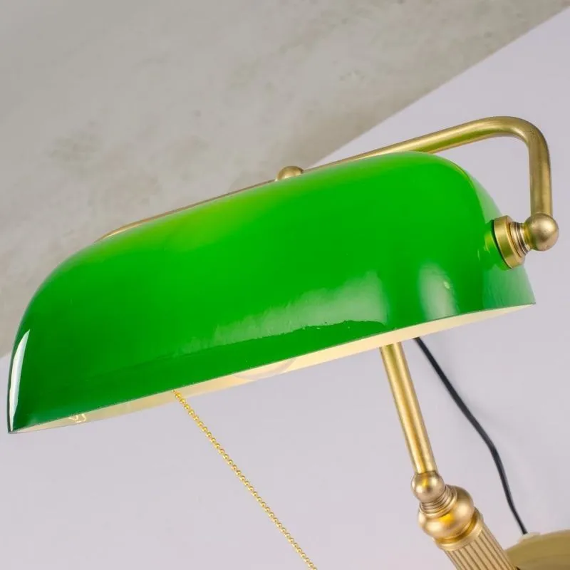 Vintage Glass Banker Desk Lamp Library Table Lamp S53