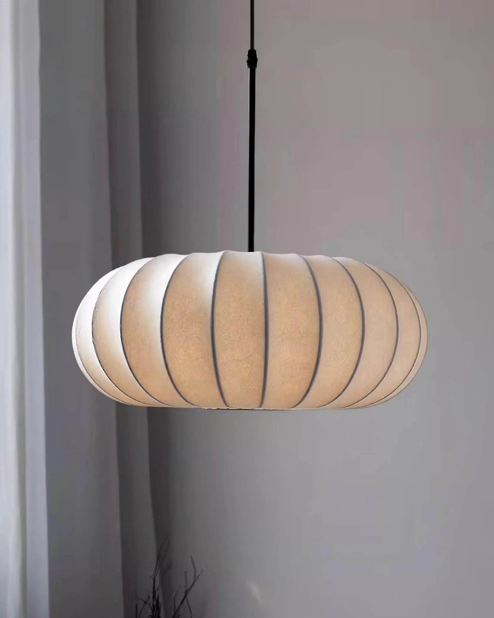 Simple Wabi-sabi White Lantern Fabric Pendant Lamp M105